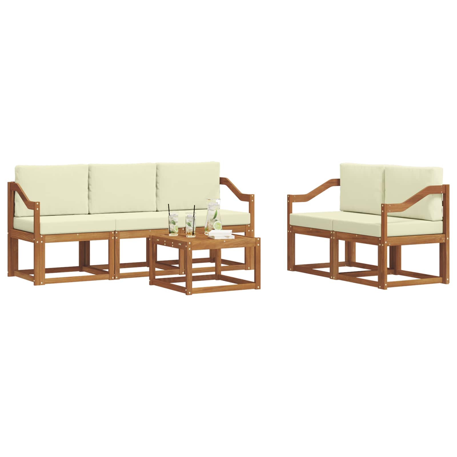 Set vanjskih sofa s jastukom 6 pcs Prirodna i krem