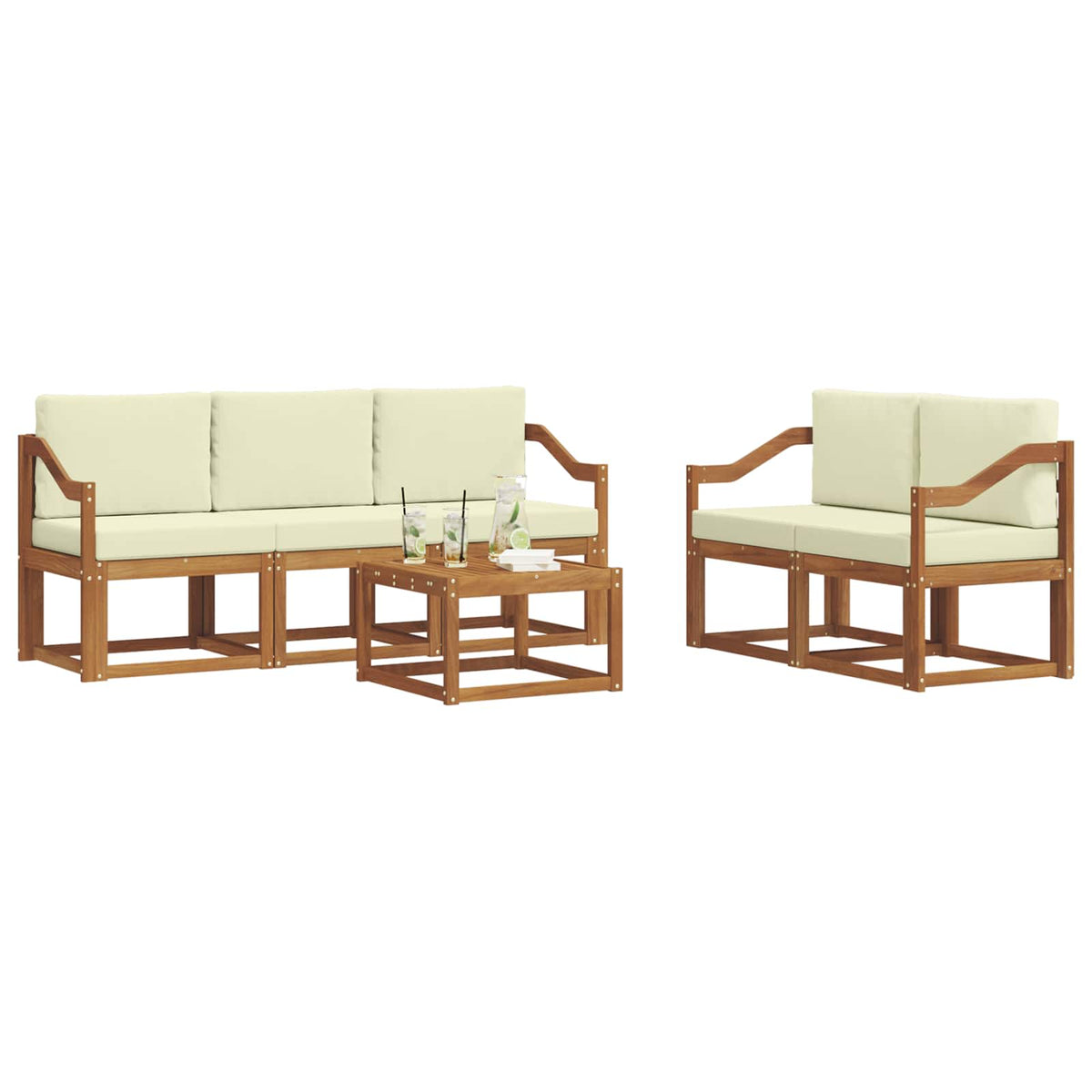 Set vanjskih sofa 6 kom. Prirodna i krem