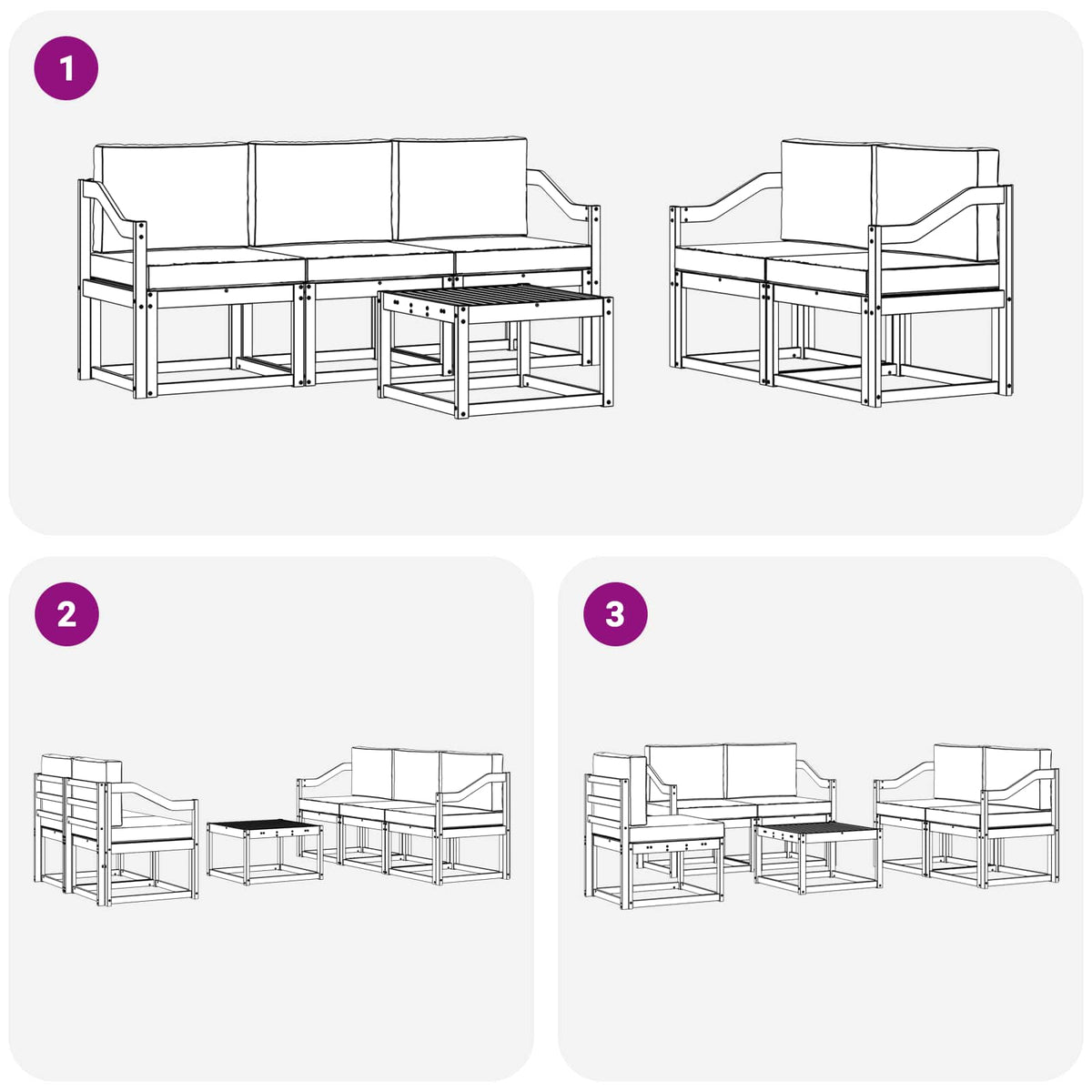 Set vanjskih sofa 6 kom. Prirodna i krem