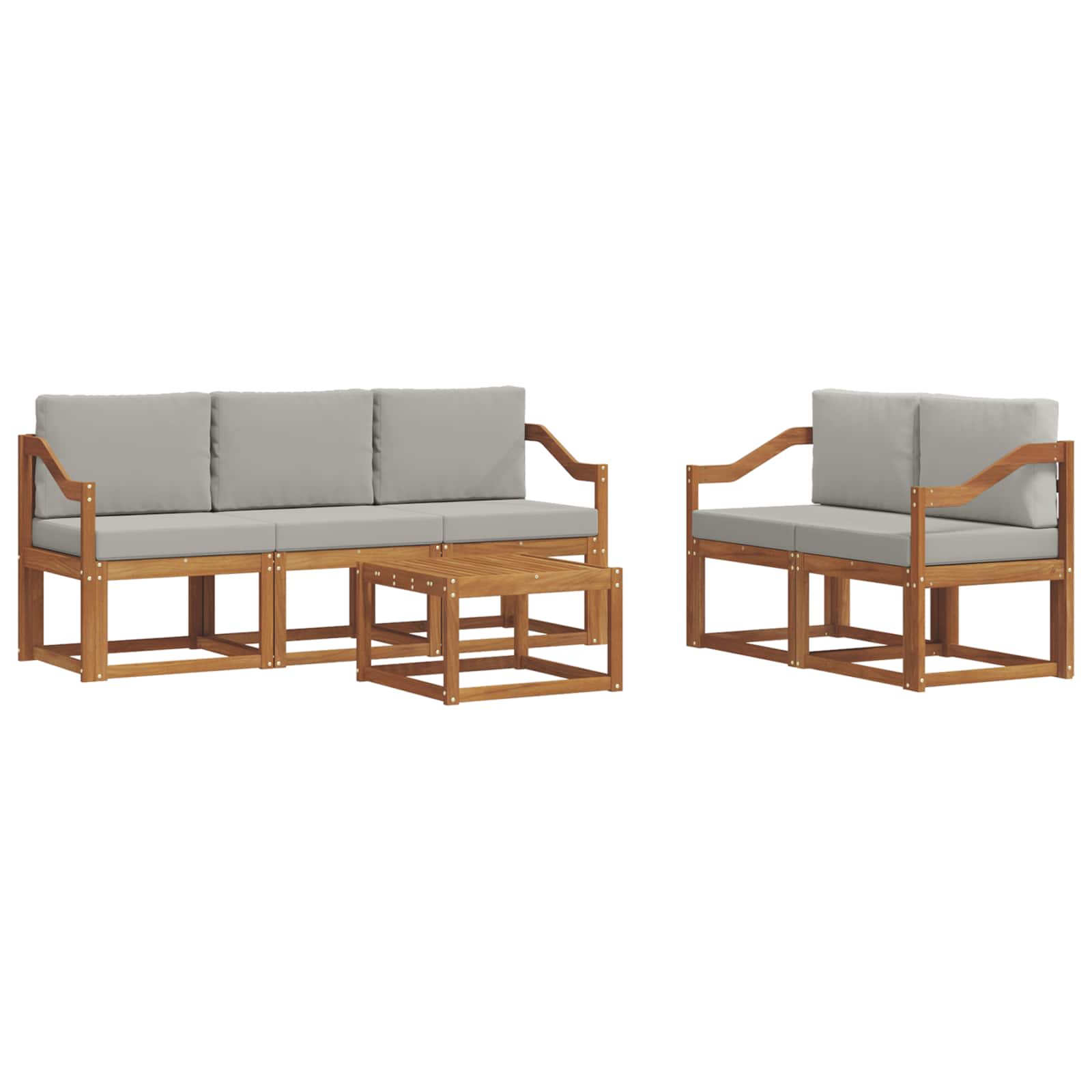 Set vanjskih sofa s jastukom 6 pcs Prirodna i svijetlo siva