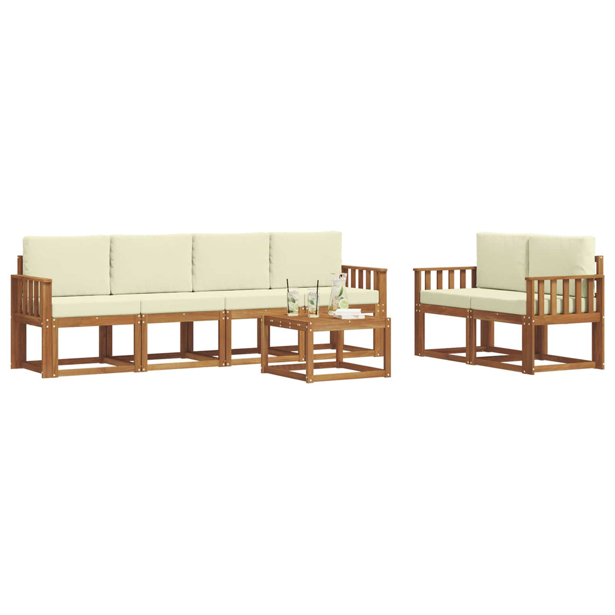 Set vanjskih sofa 7 kom. Prirodna i krem