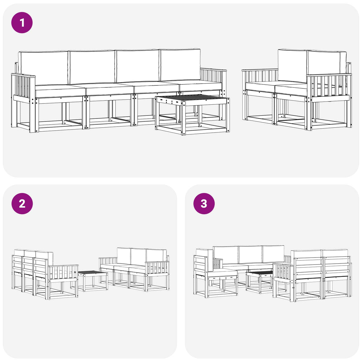 Set vanjskih sofa 7 kom. Prirodna i krem