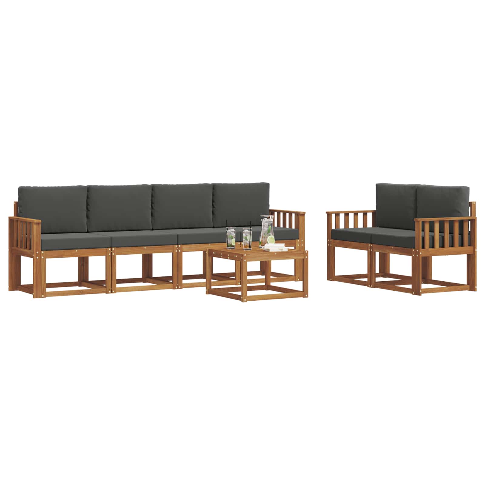 Set vanjskih sofa 7 kom. Prirodna i antracit