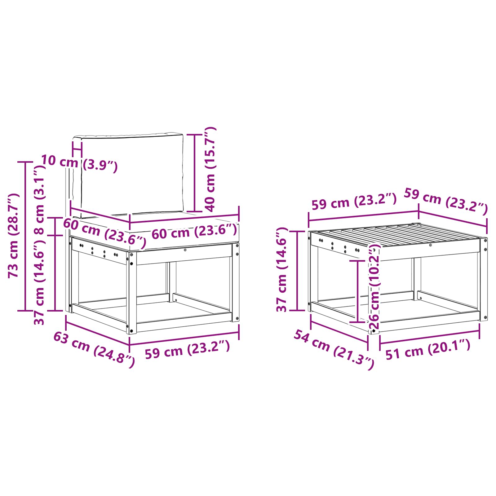 Set vanjskih sofa 7 kom. Prirodna i antracit