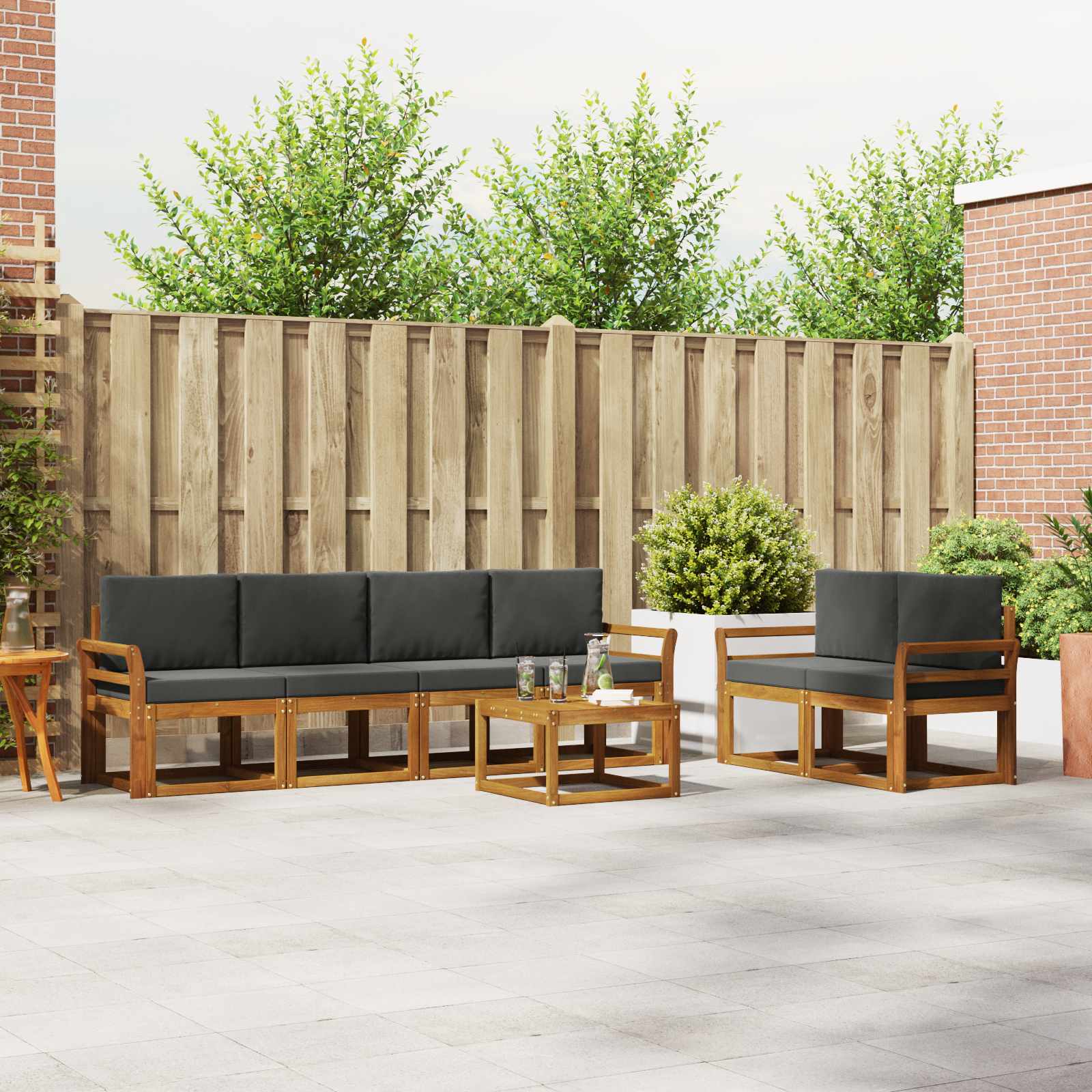 Set vanjskih sofa 7 kom. Prirodna i antracit