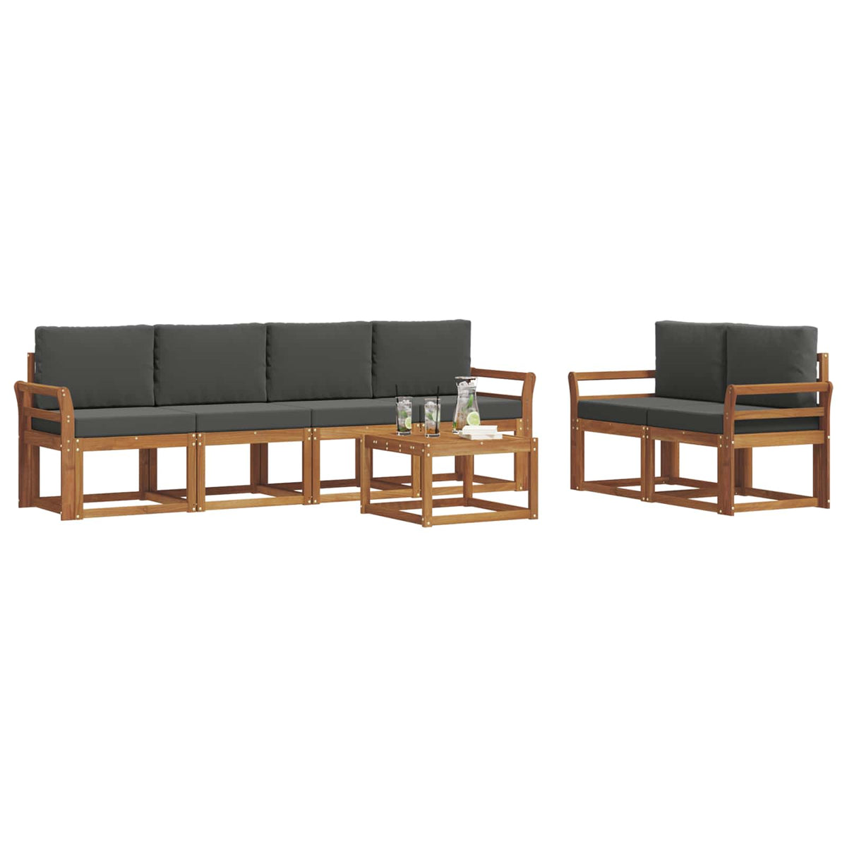 Set vanjskih sofa 7 kom. Prirodna i antracit
