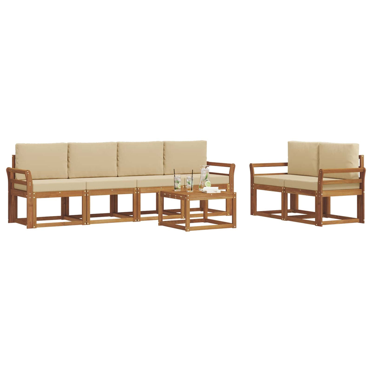 Set vanjskih sofa 7 kom. Prirodna i bež