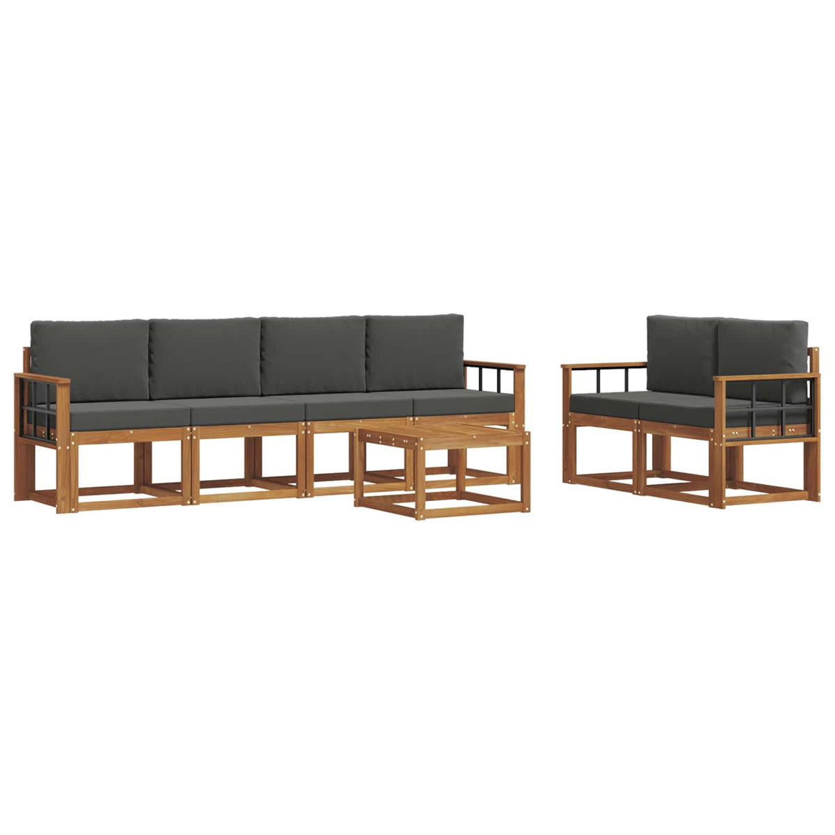 Set vanjskih sofa 7 kom. Prirodna i antracit