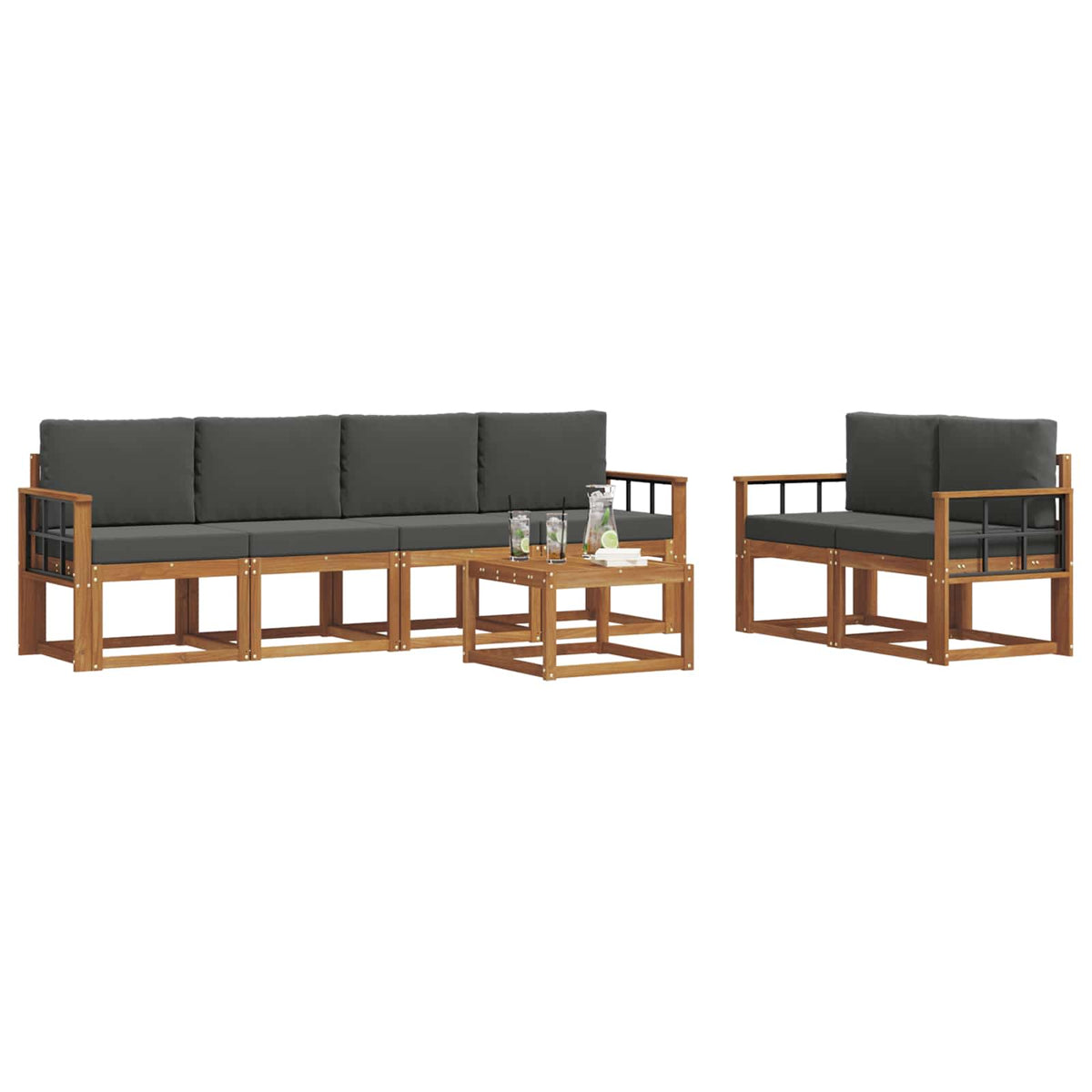 Set vanjskih sofa 7 kom. Prirodna i antracit