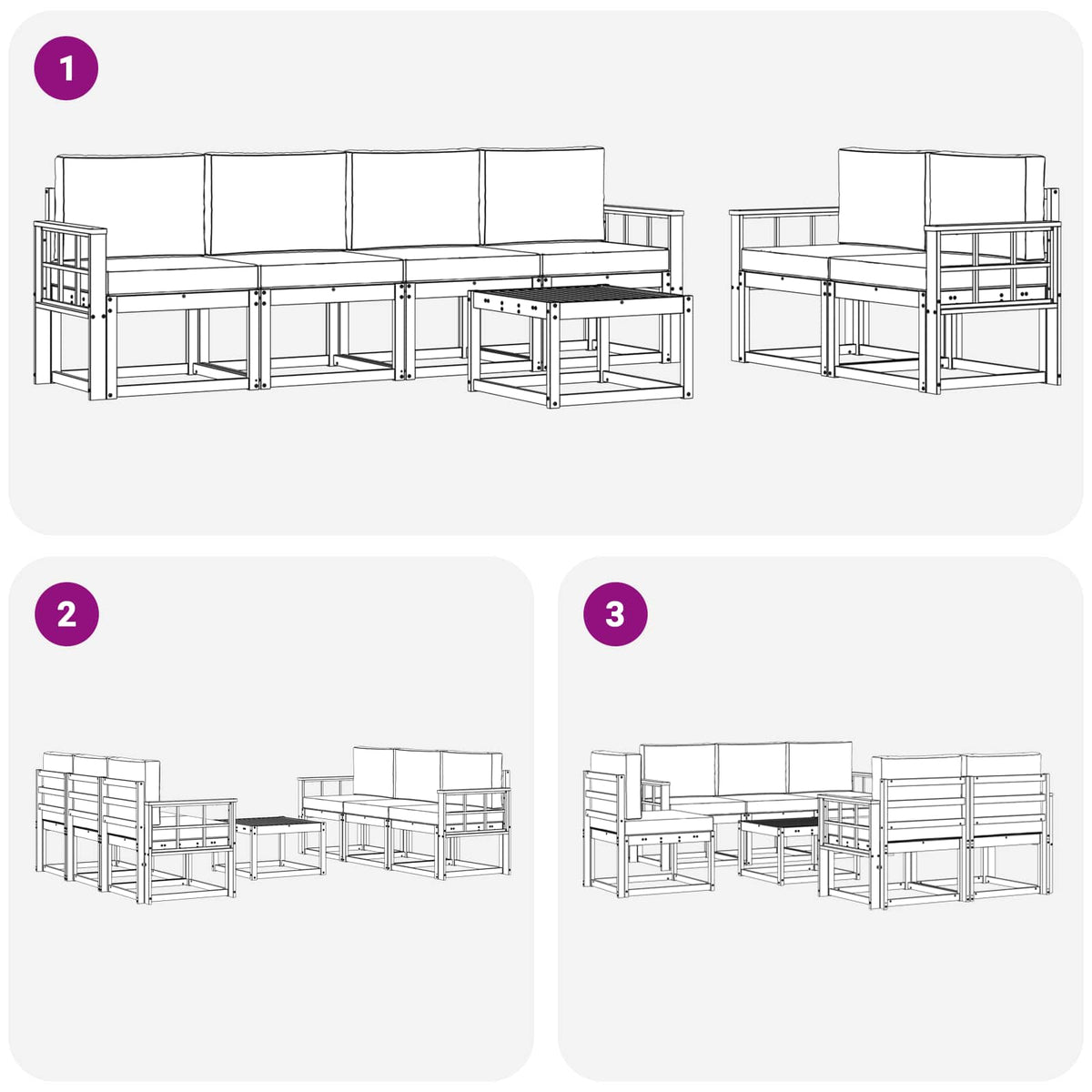 Set vanjskih sofa 7 kom. Prirodna i antracit