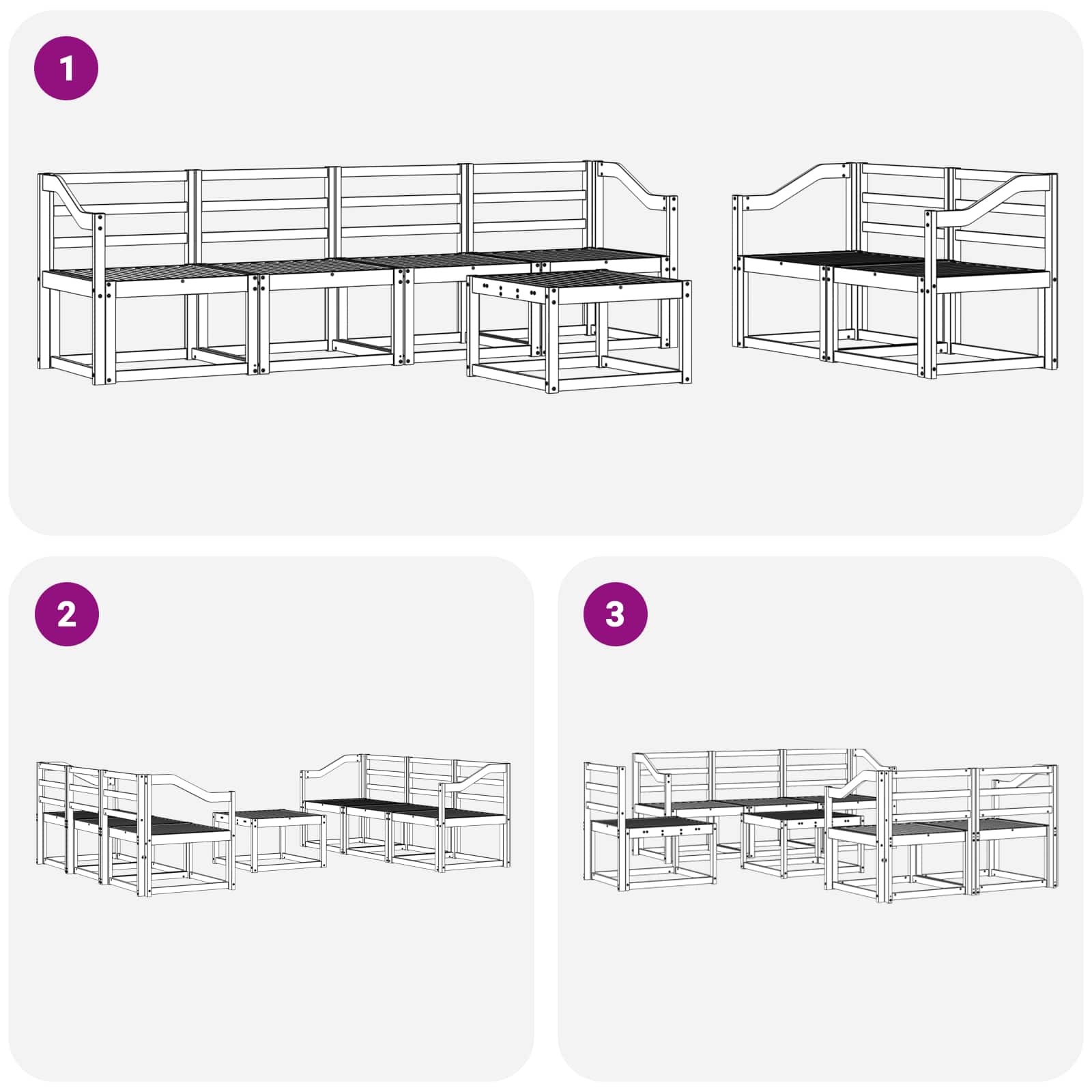 Set vanjskih sofa 7 pcs Prirodna