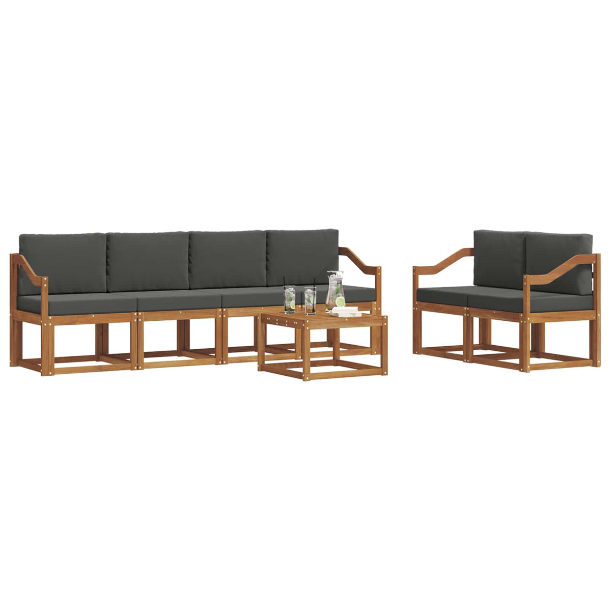Set vanjskih sofa 7 kom. Prirodna i antracit