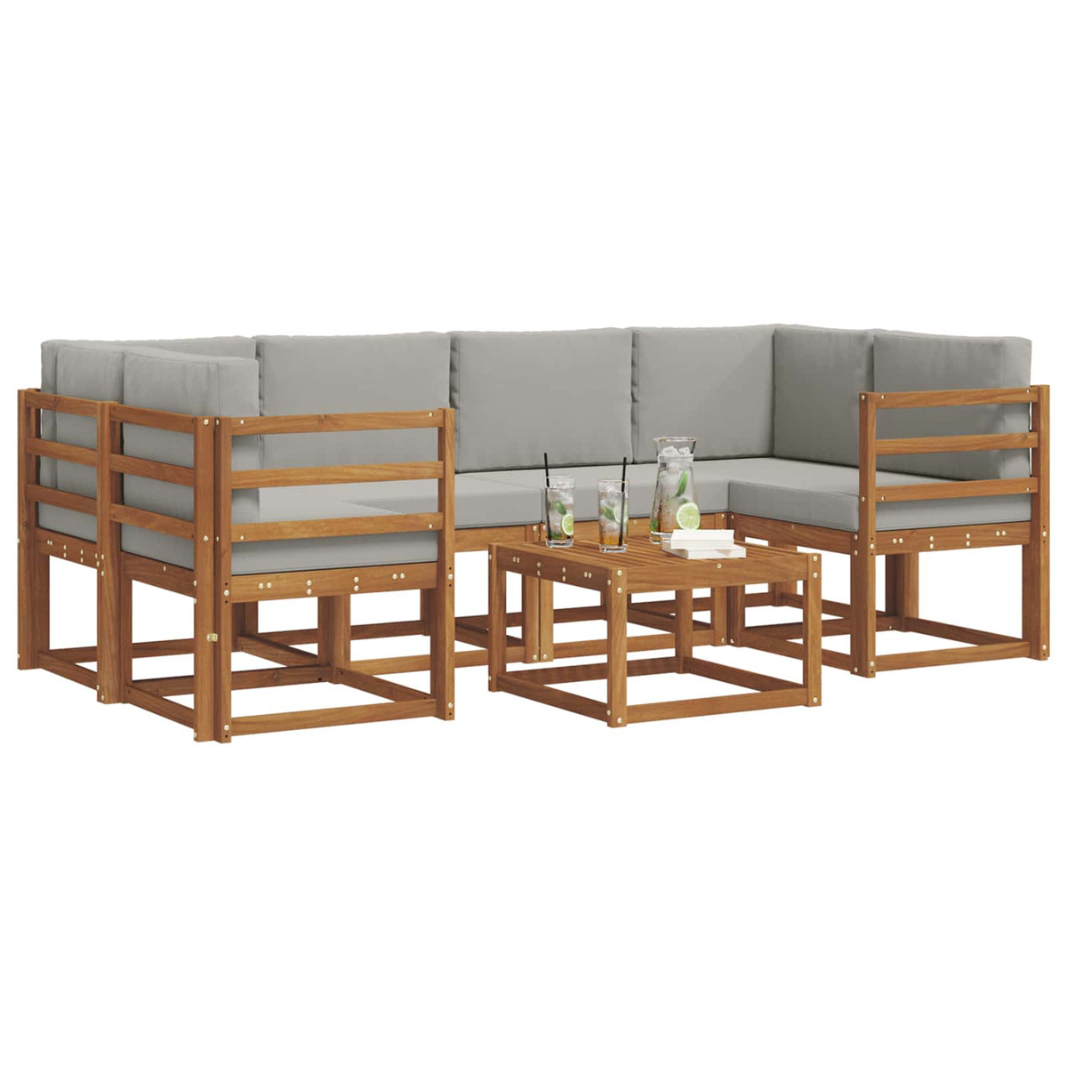 Set vanjskih sofa 7 kom. Prirodna i svijetlo siva