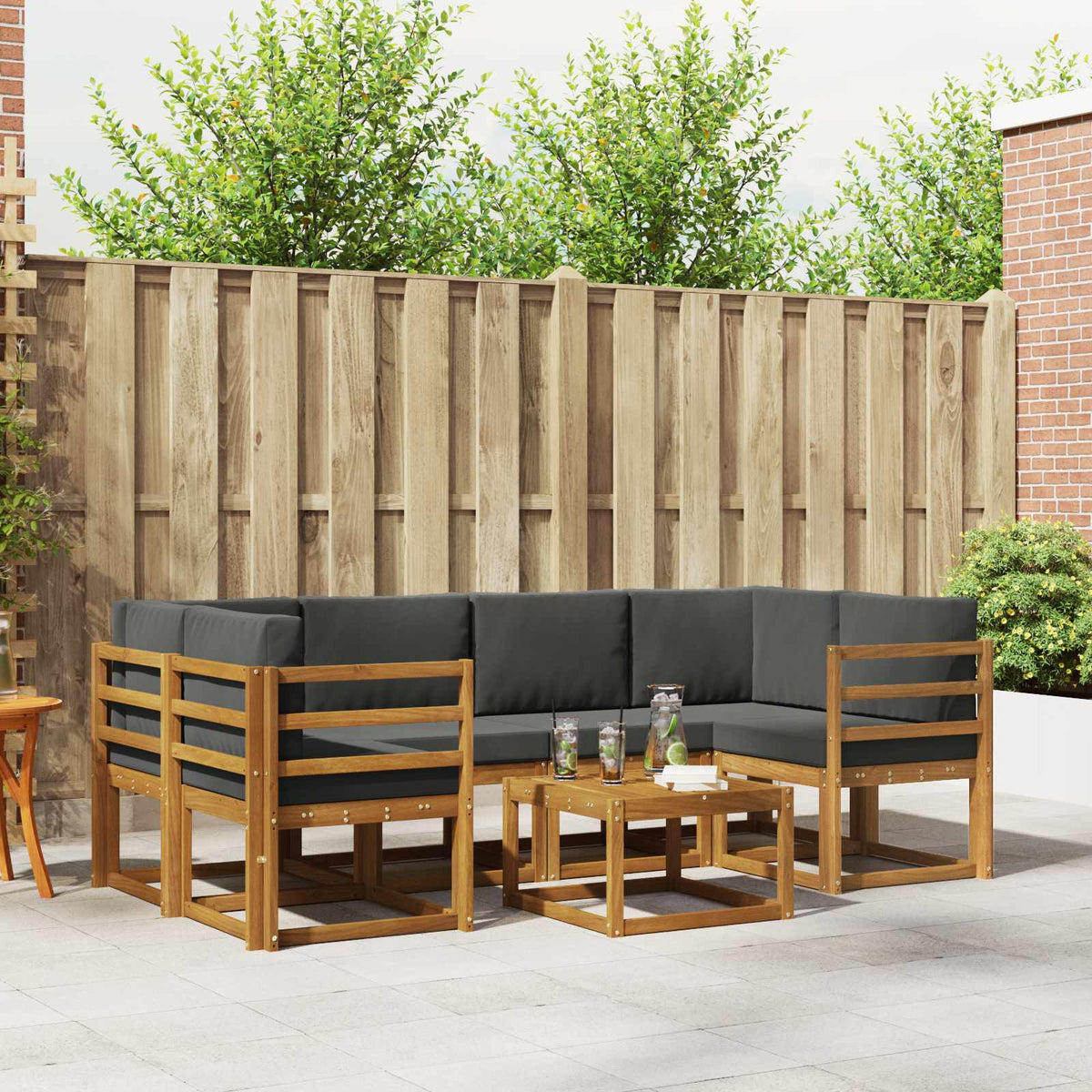Set vanjskih sofa 7 kom. Prirodna i antracit