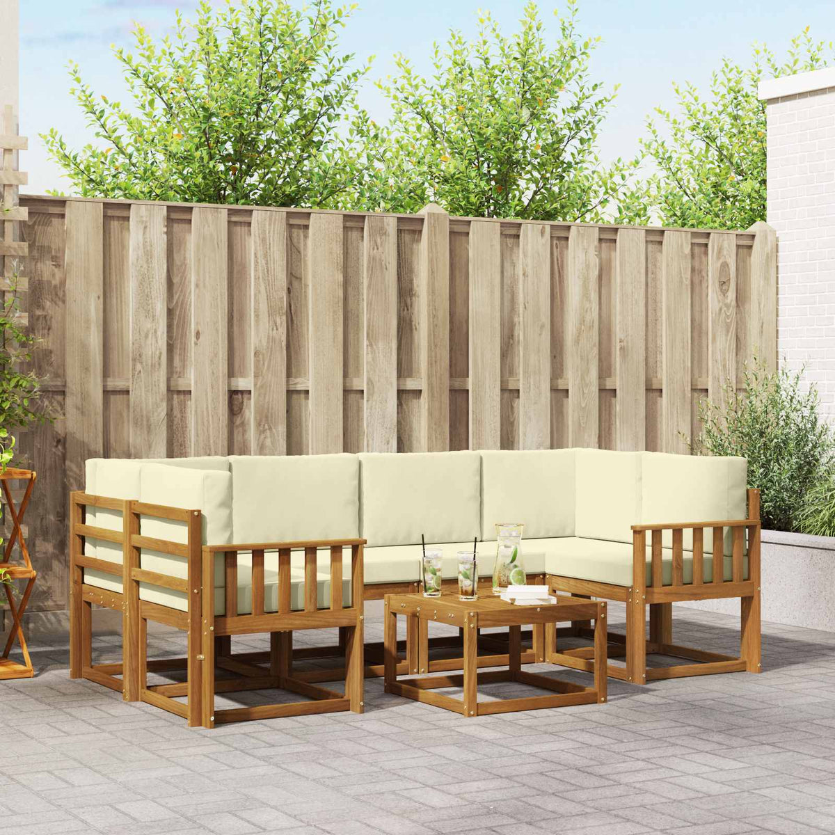 Set vanjskih sofa 7 kom. Prirodna i krem