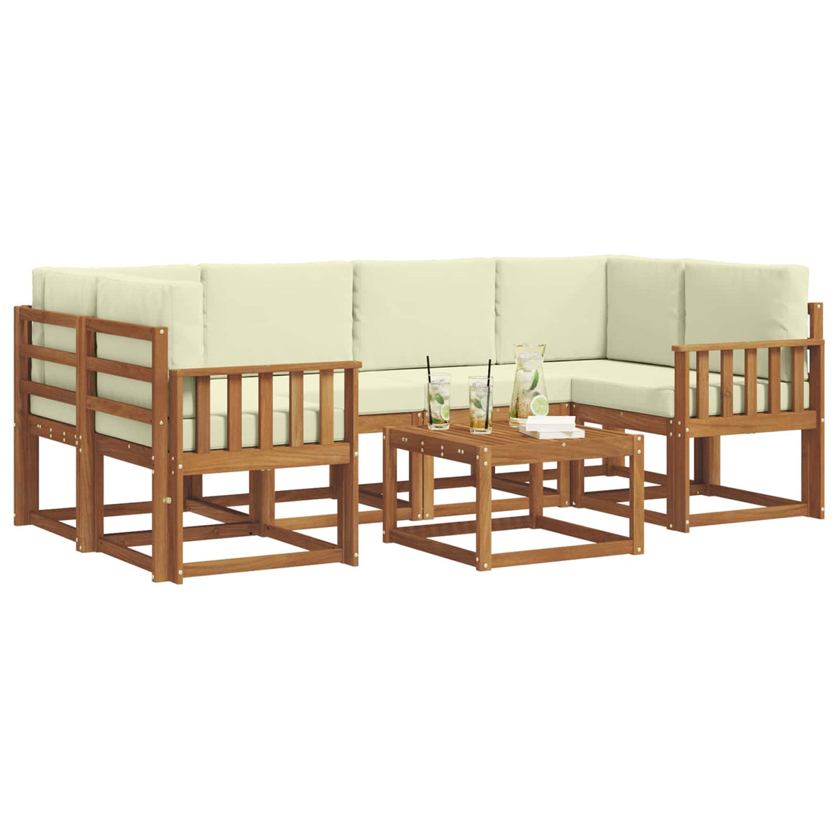 Set vanjskih sofa 7 kom. Prirodna i krem