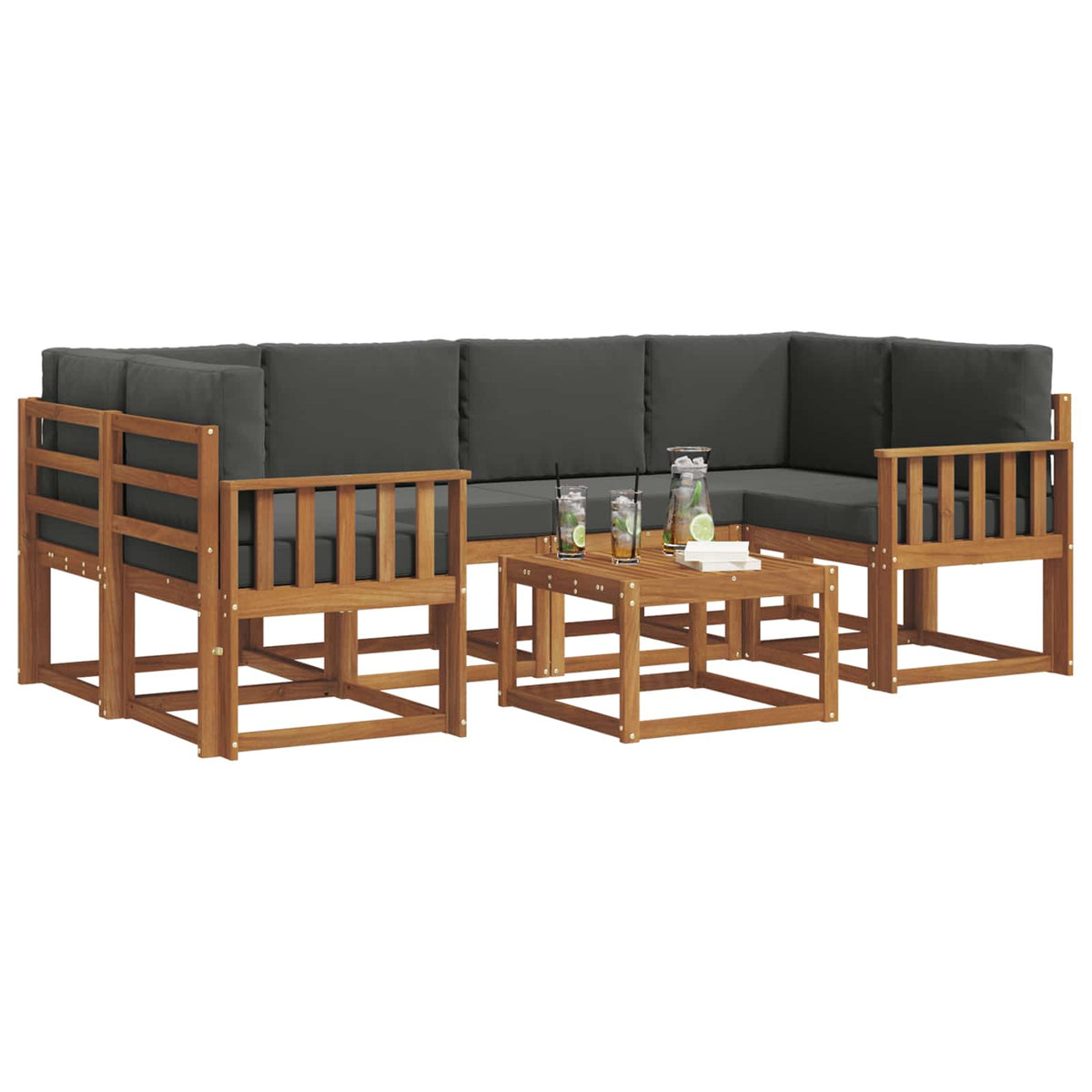 Set vanjskih sofa 7 kom. Prirodna i antracit