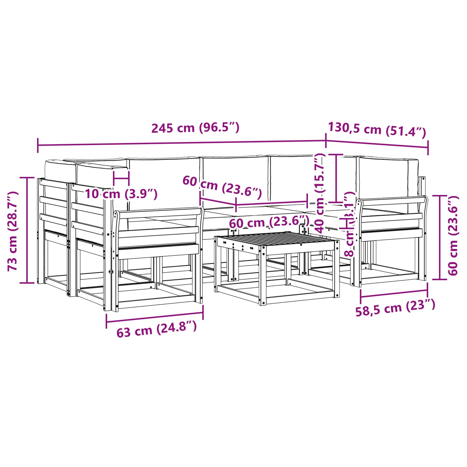 Set vanjskih sofa s jastukom 7 pcs Prirodna i krem