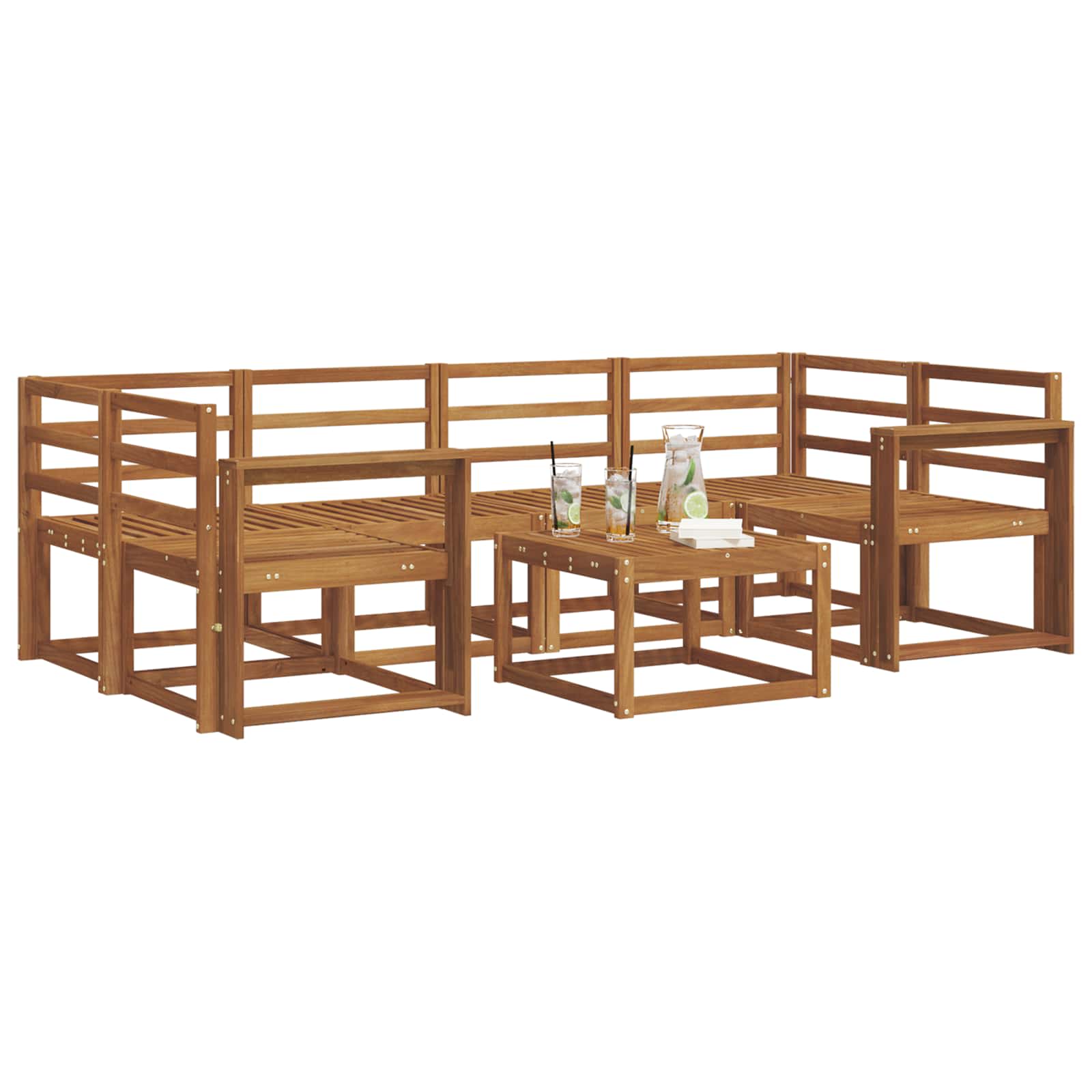 Set vanjskih sofa 7 pcs Prirodna Čvrsto drvo akacije