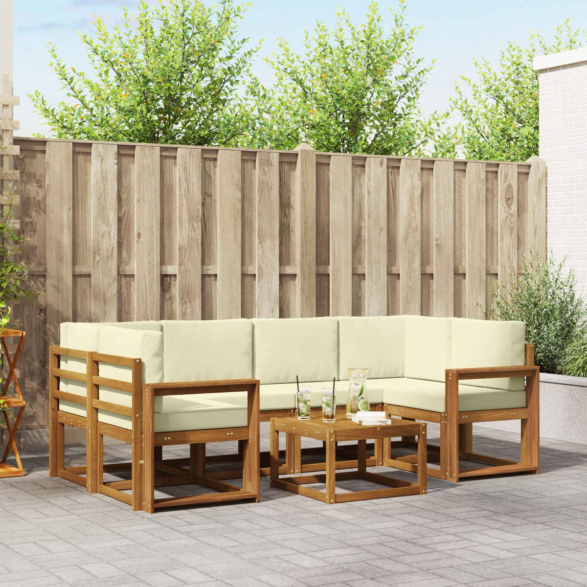 Set vanjskih sofa 7 kom. Prirodna i krem