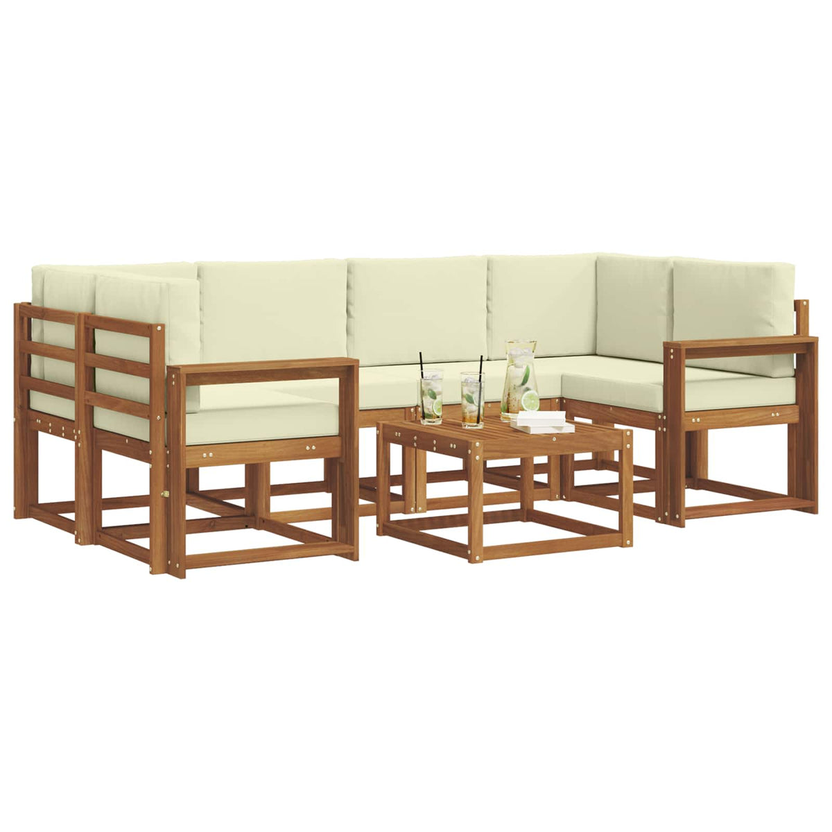 Set vanjskih sofa 7 kom. Prirodna i krem