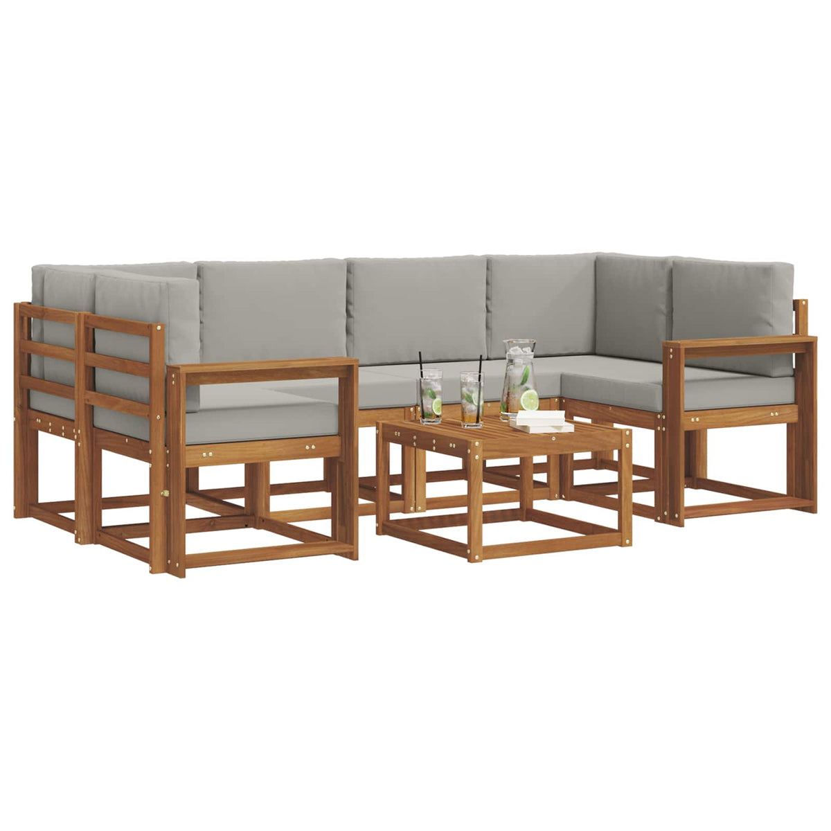 Set vanjskih sofa 7 kom. Prirodna i svijetlo siva