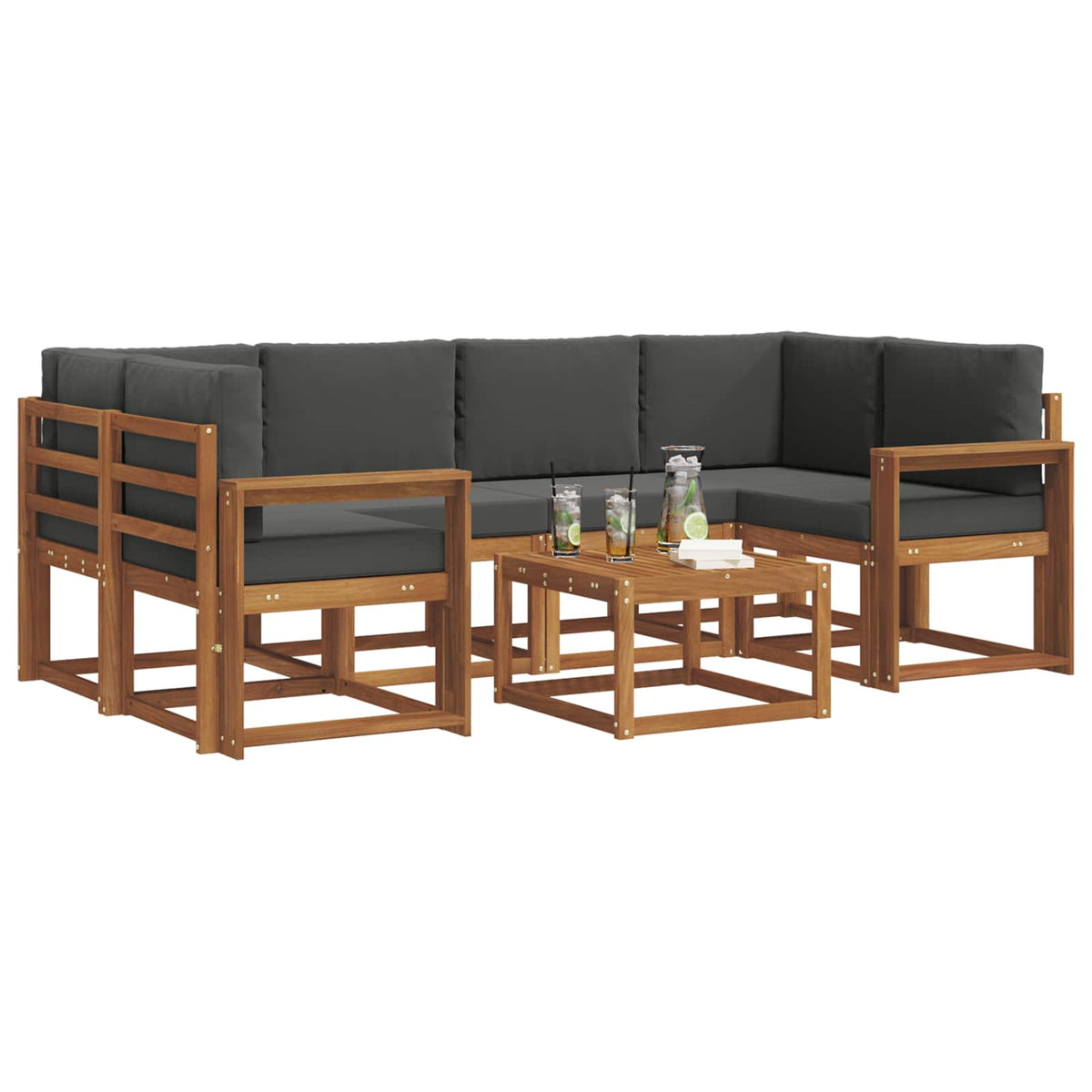 Set vanjskih sofa 7 kom. Prirodna i antracit