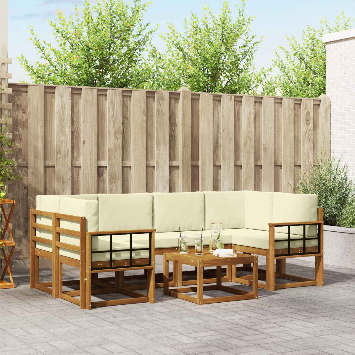 Set vanjskih sofa 7 kom. Prirodna i krem