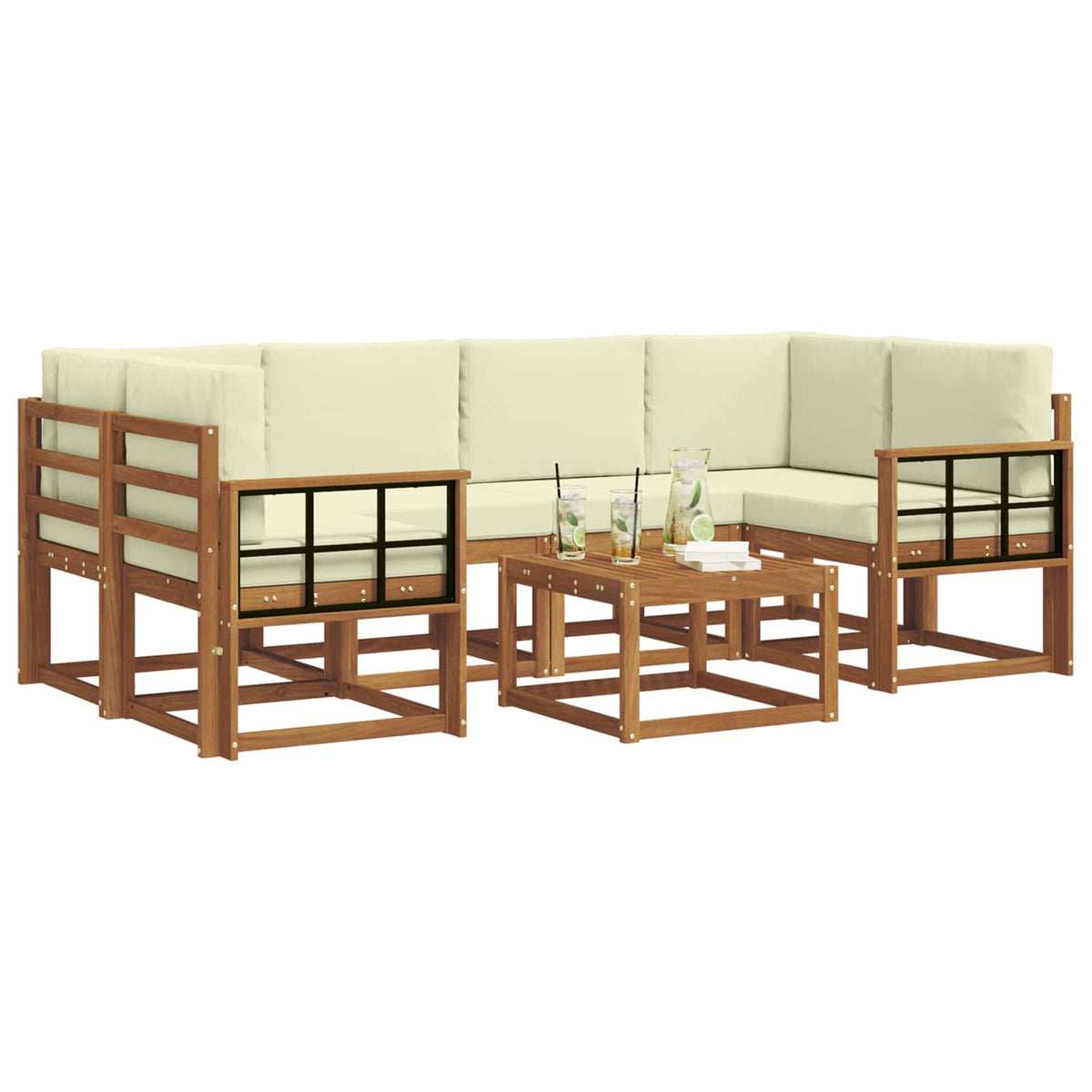 Set vanjskih sofa 7 kom. Prirodna i krem