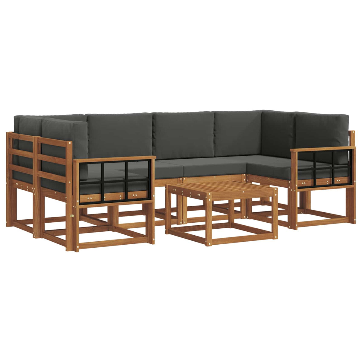 Set vanjskih sofa 7 kom. Prirodna i antracit
