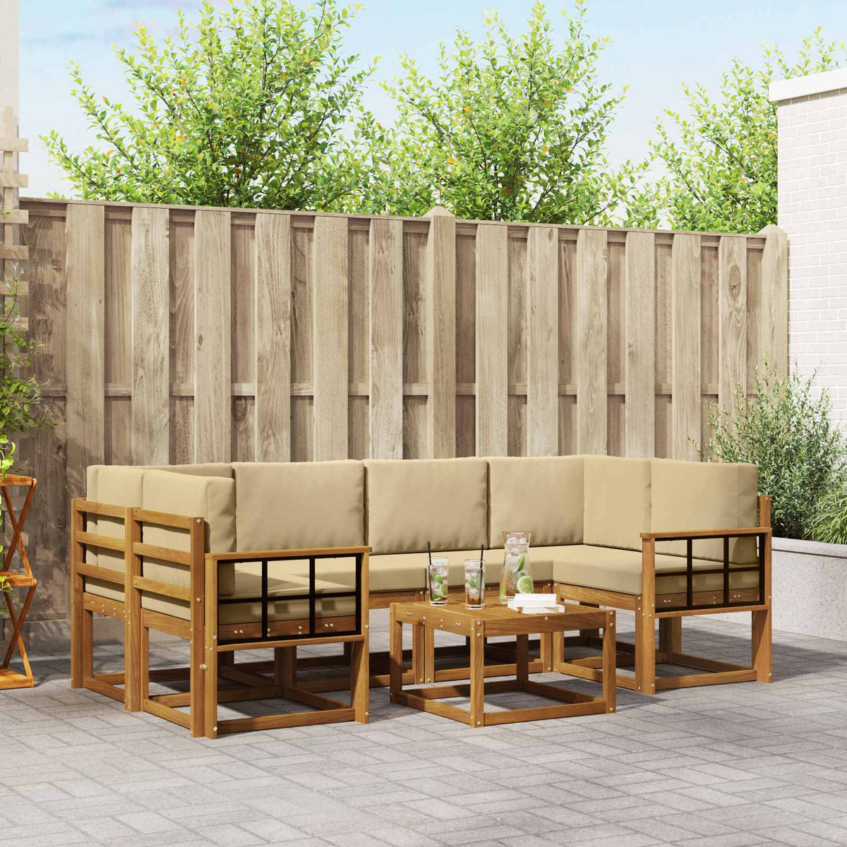Set vanjskih sofa 7 kom. Prirodna i bež