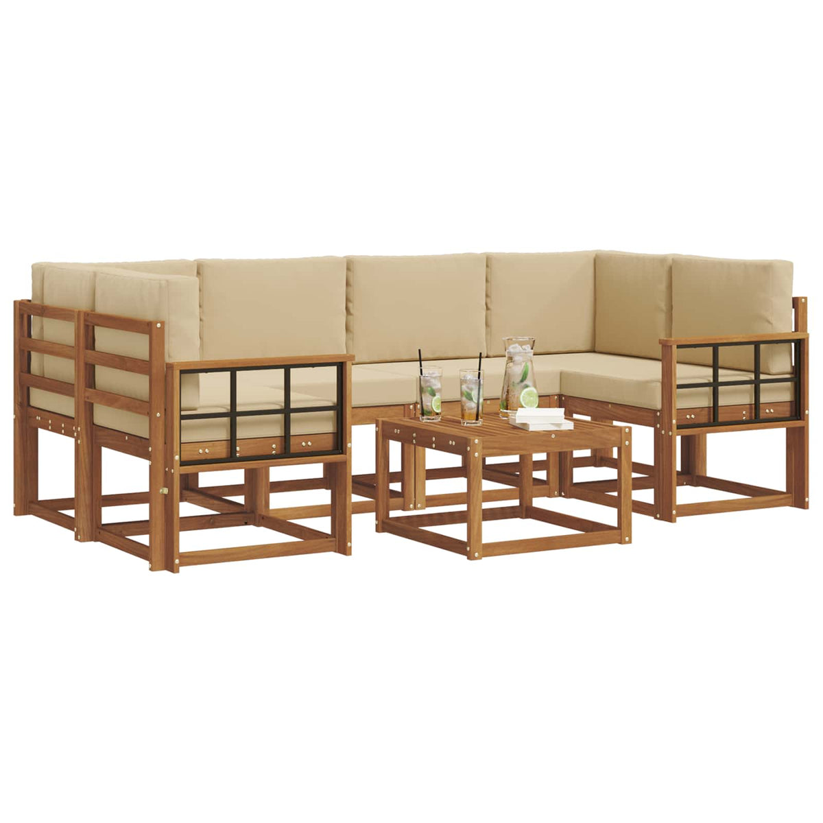 Set vanjskih sofa 7 kom. Prirodna i bež