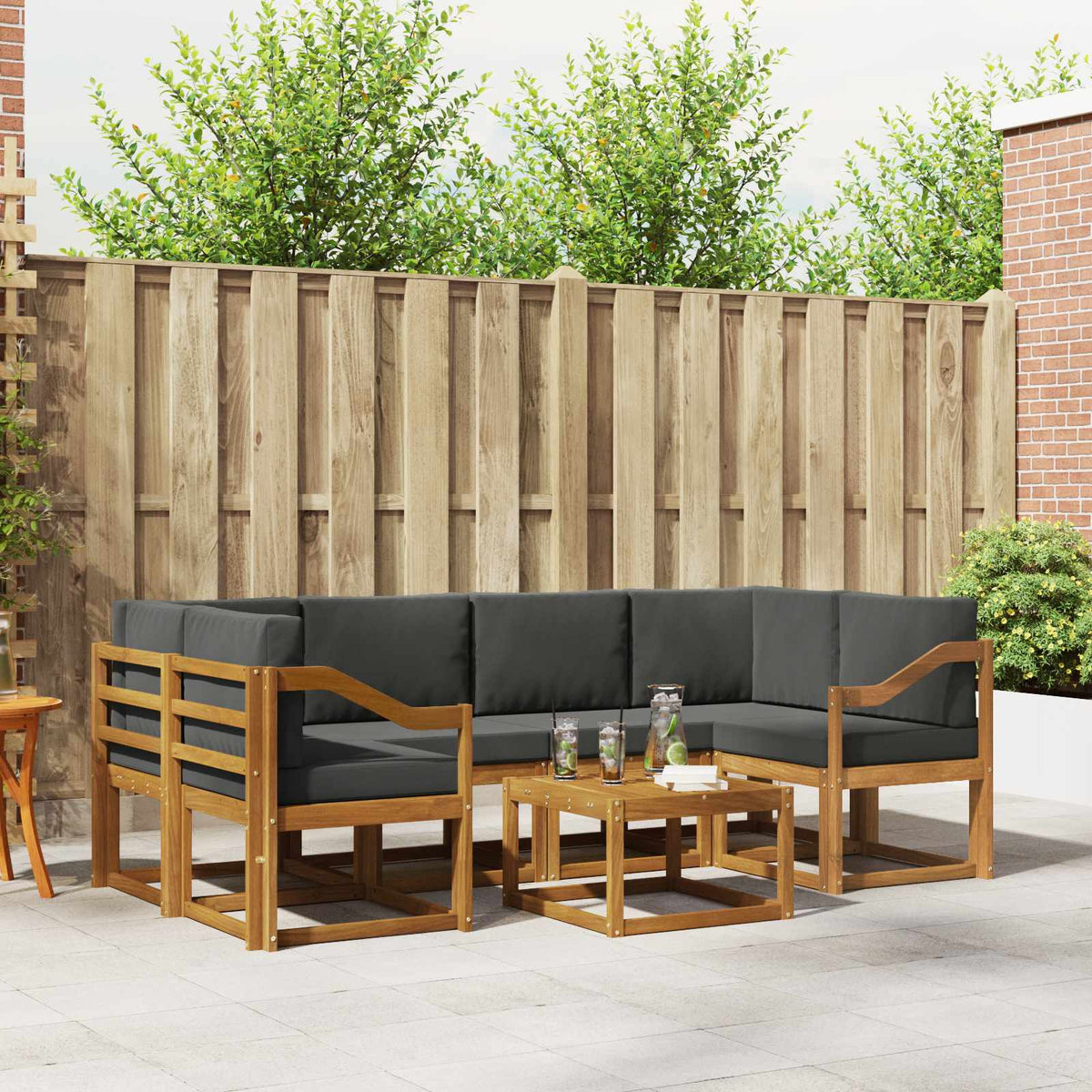 Set vanjskih sofa 7 kom. Prirodna i antracit
