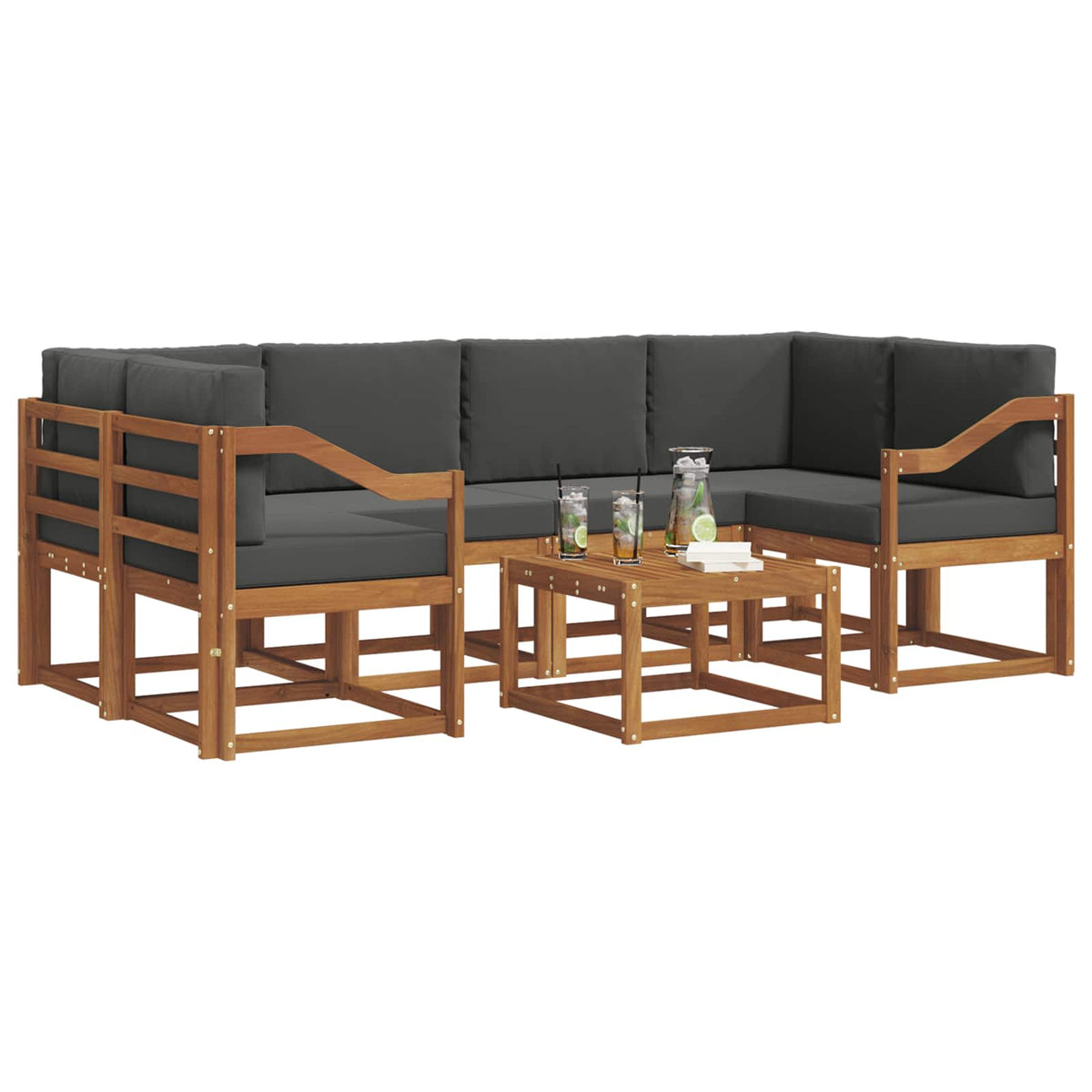 Set vanjskih sofa 7 kom. Prirodna i antracit