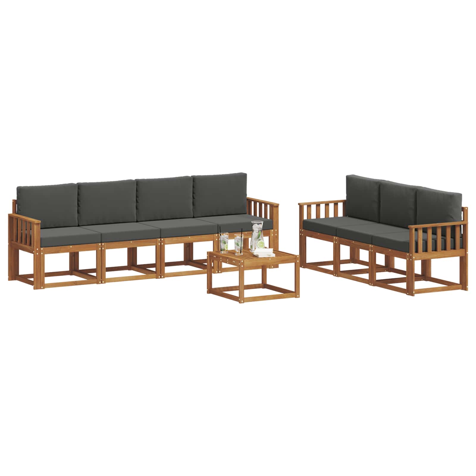 Set vanjskih sofa s jastukom 8 pcs Prirodna i antracit