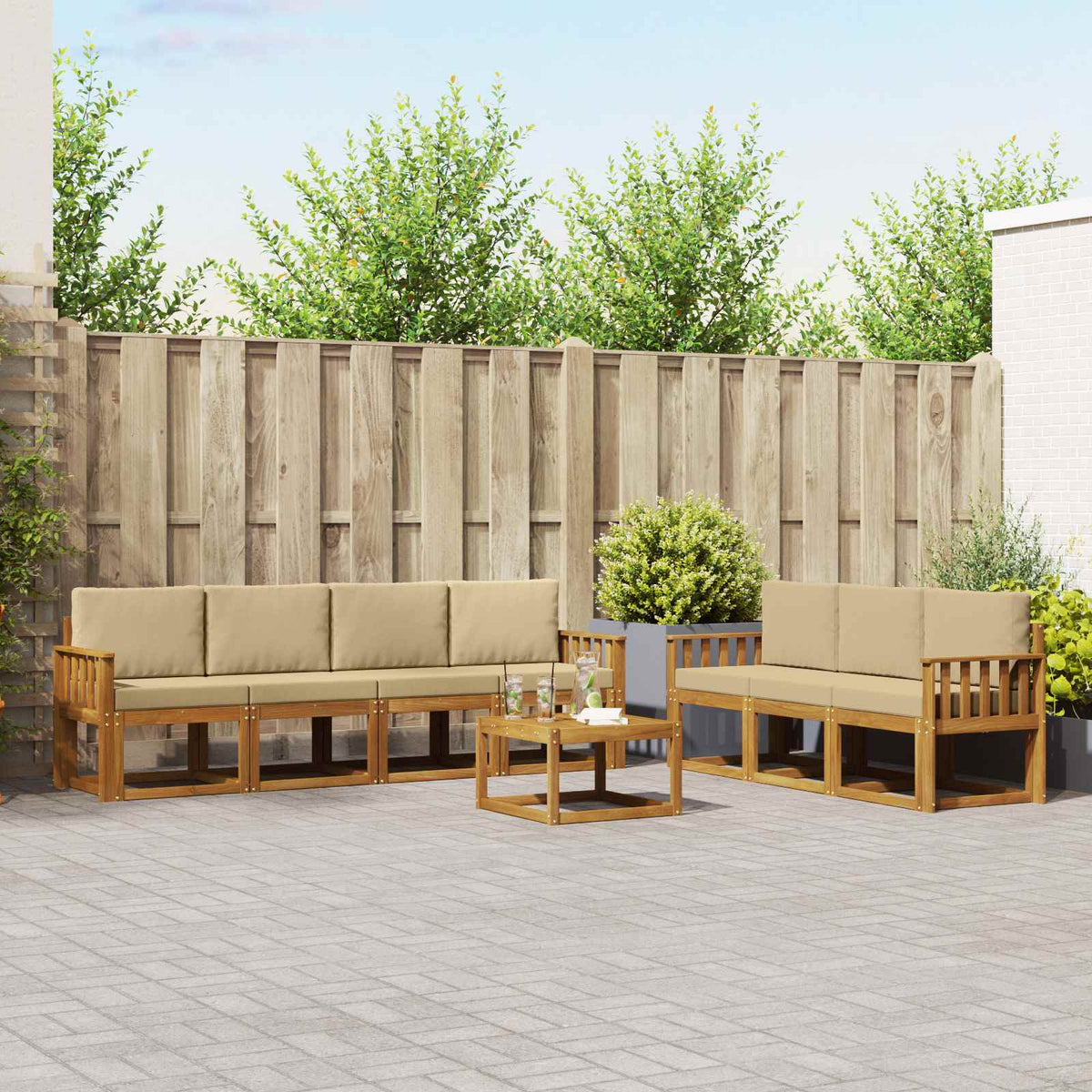 Set vanjskih sofa 8 kom. Prirodna i bež