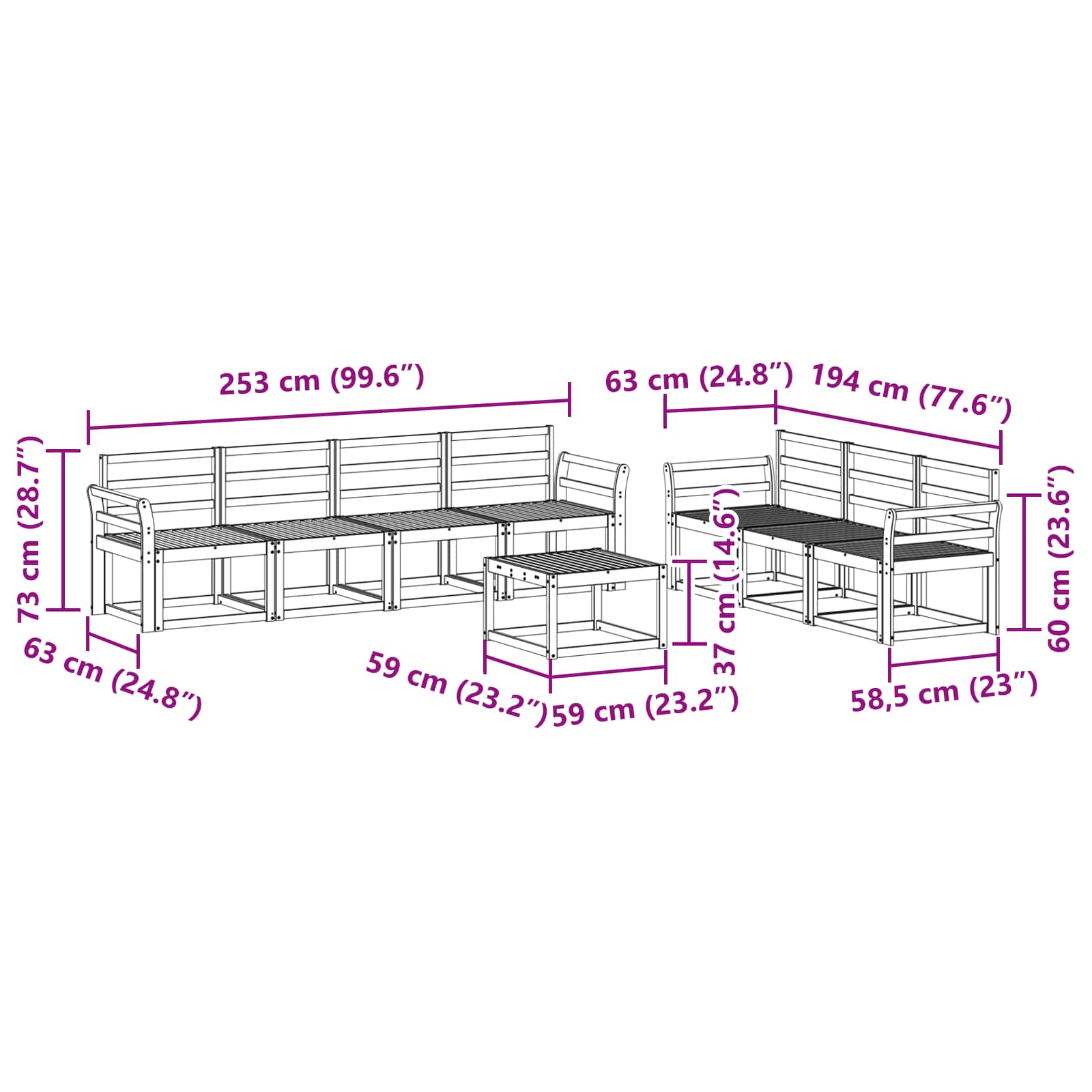 Set vanjskih sofa 8 pcs Prirodna Čvrsto drvo akacije