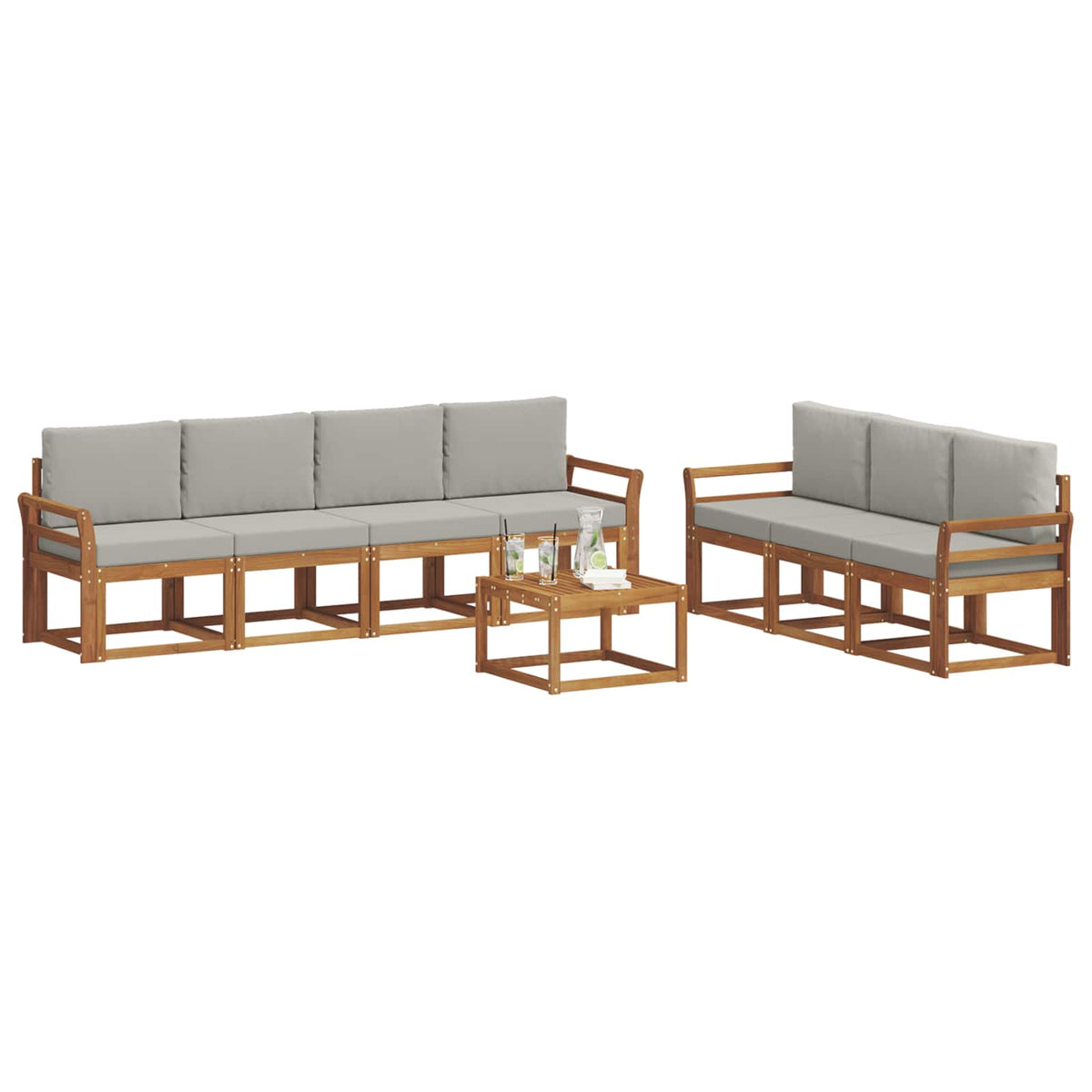 Set vanjskih sofa 8 kom. Prirodna i svijetlo siva