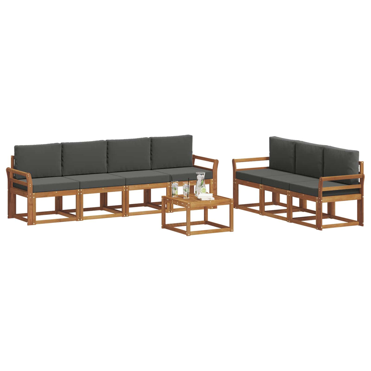 Set vanjskih sofa 8 kom. Prirodna i antracit