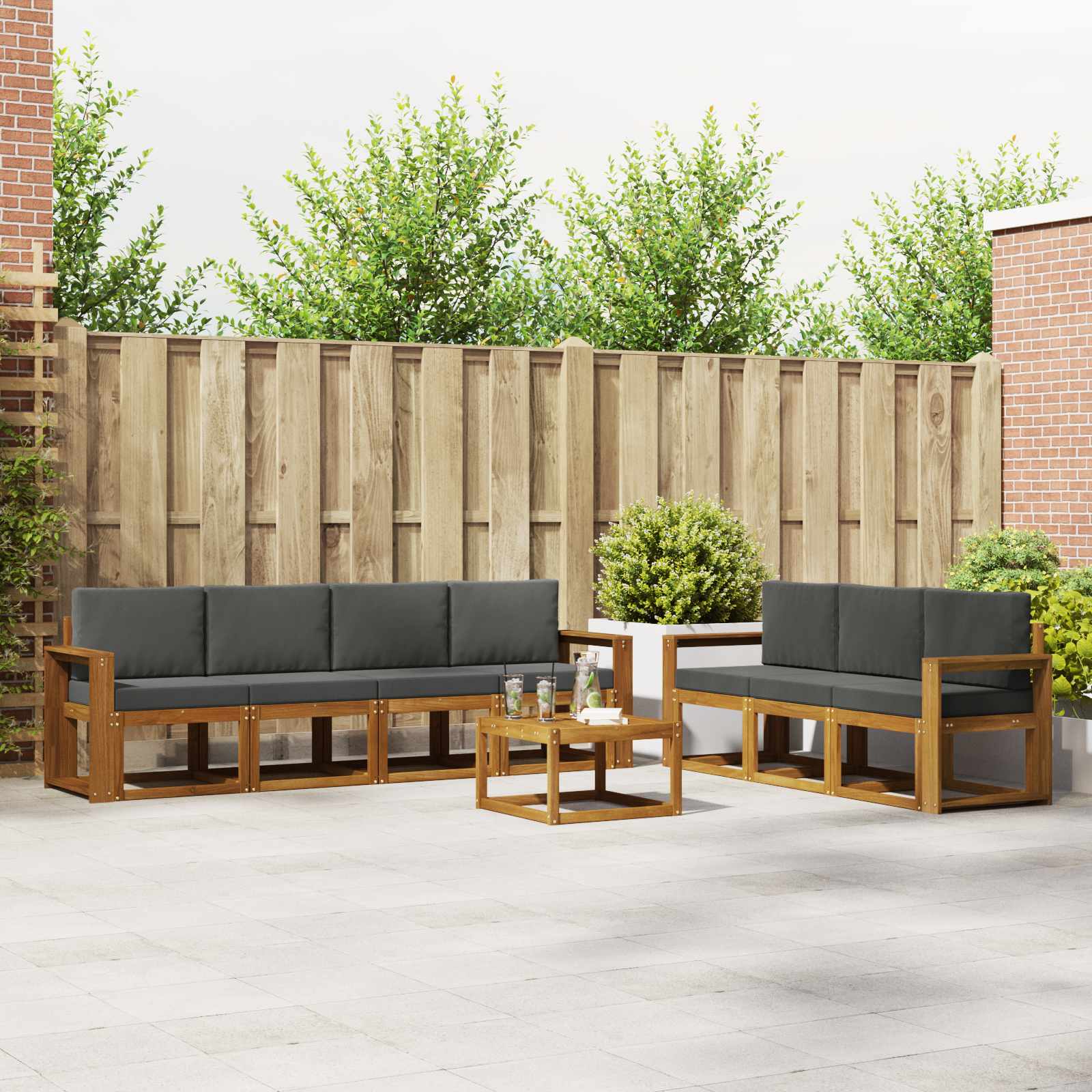 Set vanjskih sofa s jastukom 8 pcs Prirodna i antracit