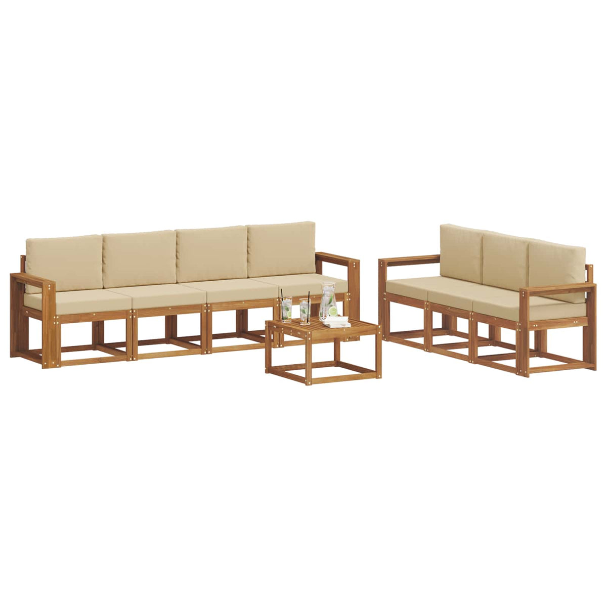 Set vanjskih sofa 8 kom. Prirodna i bež