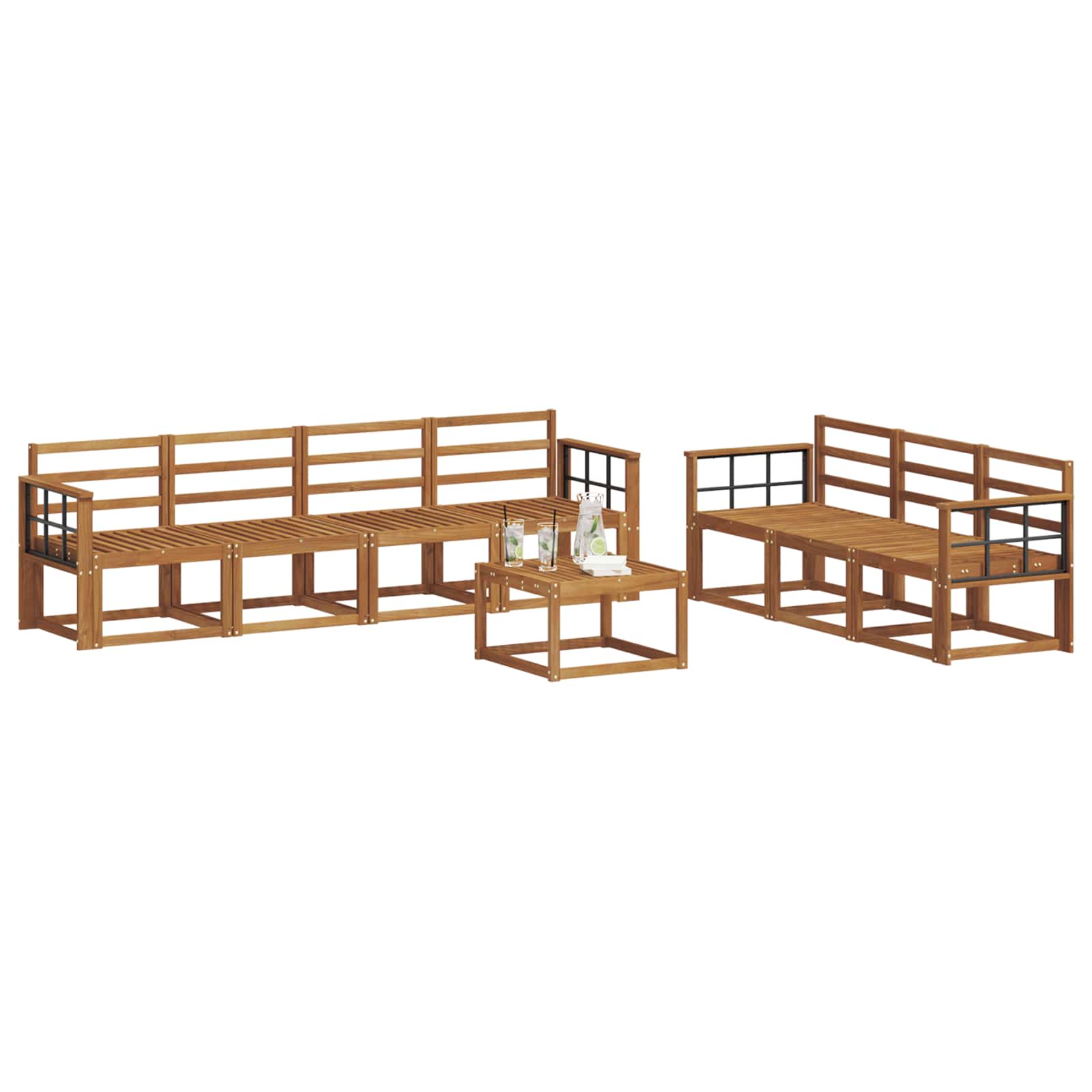 Set vanjskih sofa 8 pcs Prirodna Čvrsto drvo akacije