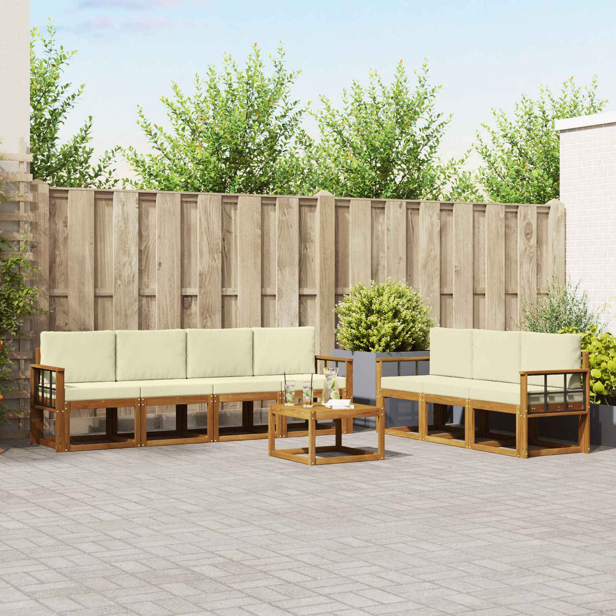 Set vanjskih sofa 8 kom. Prirodna i krem