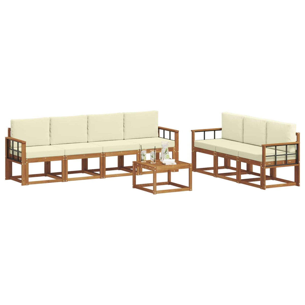 Set vanjskih sofa 8 kom. Prirodna i krem