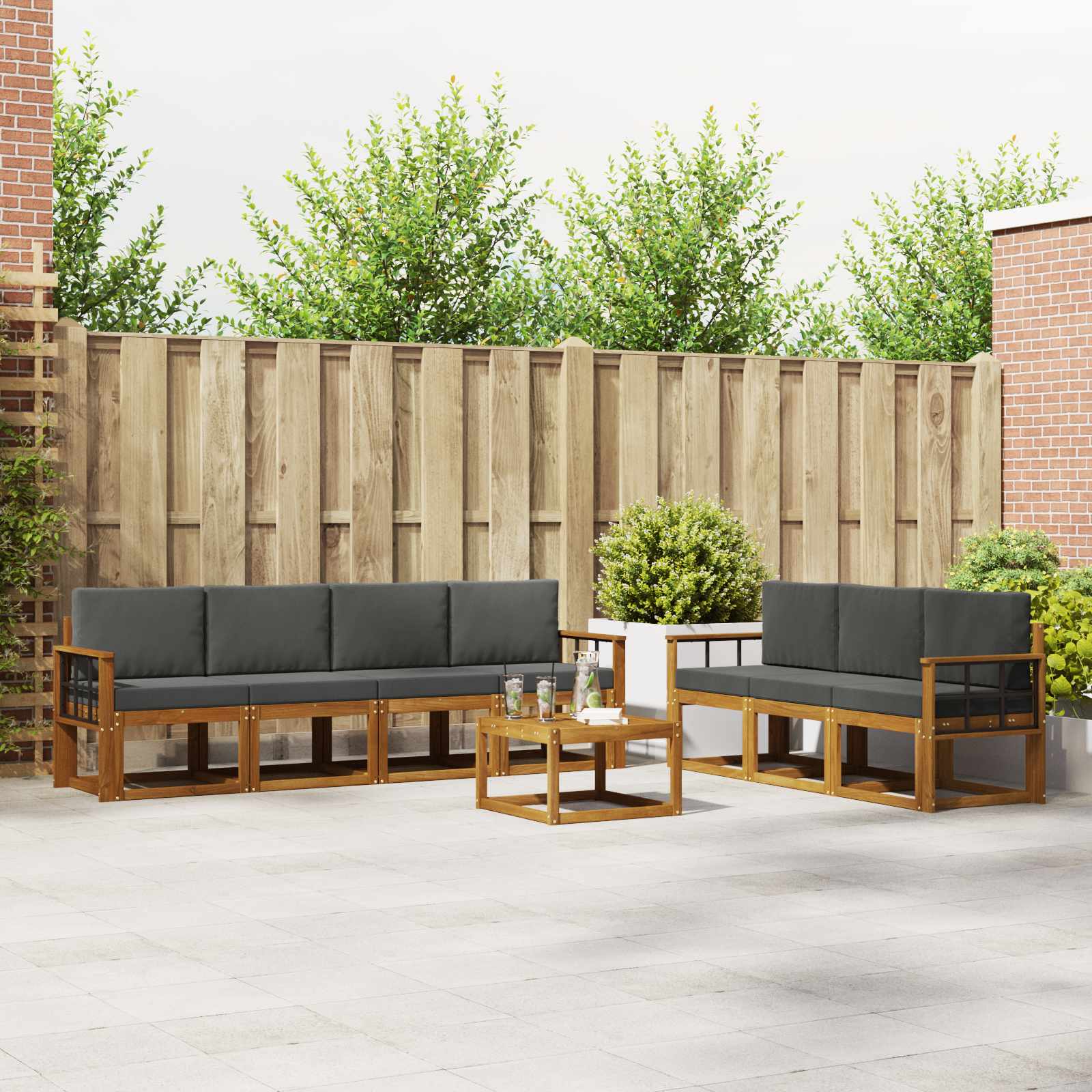 Set vanjskih sofa 8 kom. Prirodna i antracit