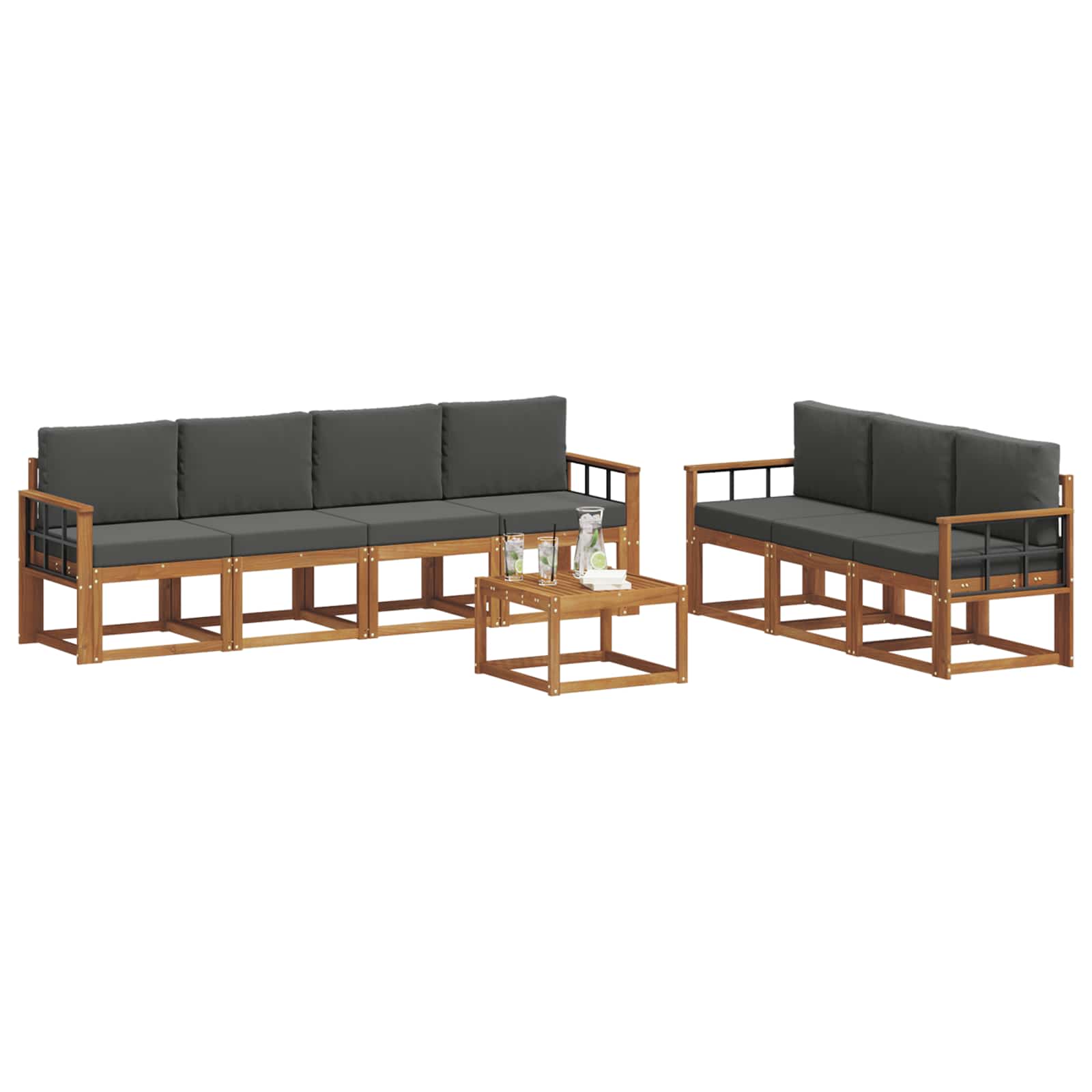 Set vanjskih sofa 8 kom. Prirodna i antracit