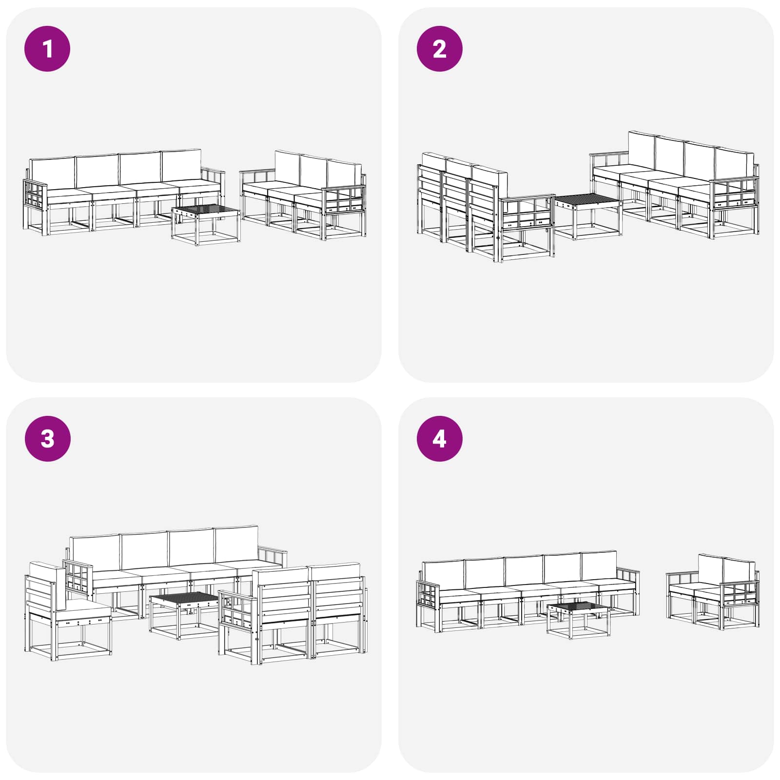 Set vanjskih sofa 8 kom. Prirodna i antracit