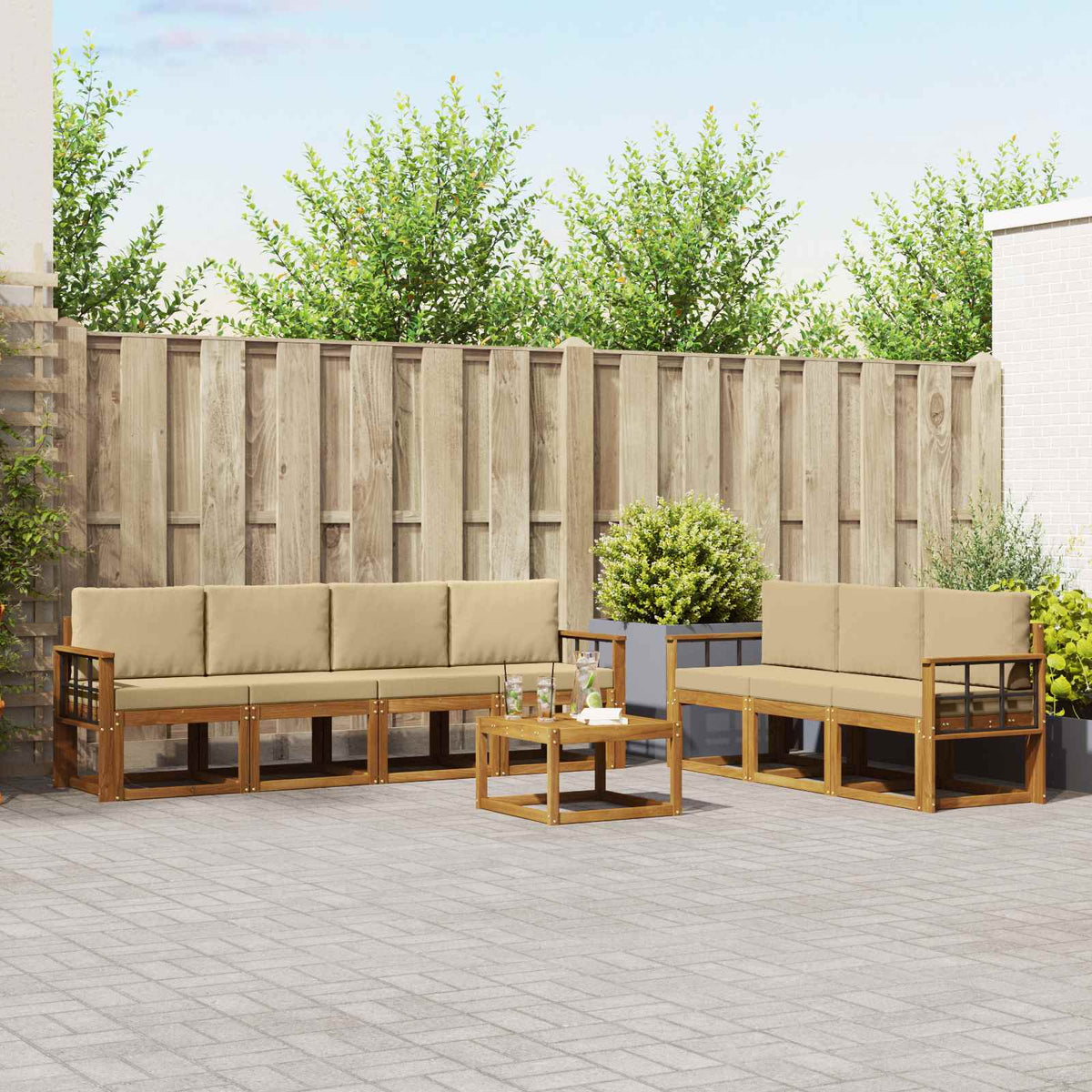 Set vanjskih sofa 8 kom. Prirodna i bež