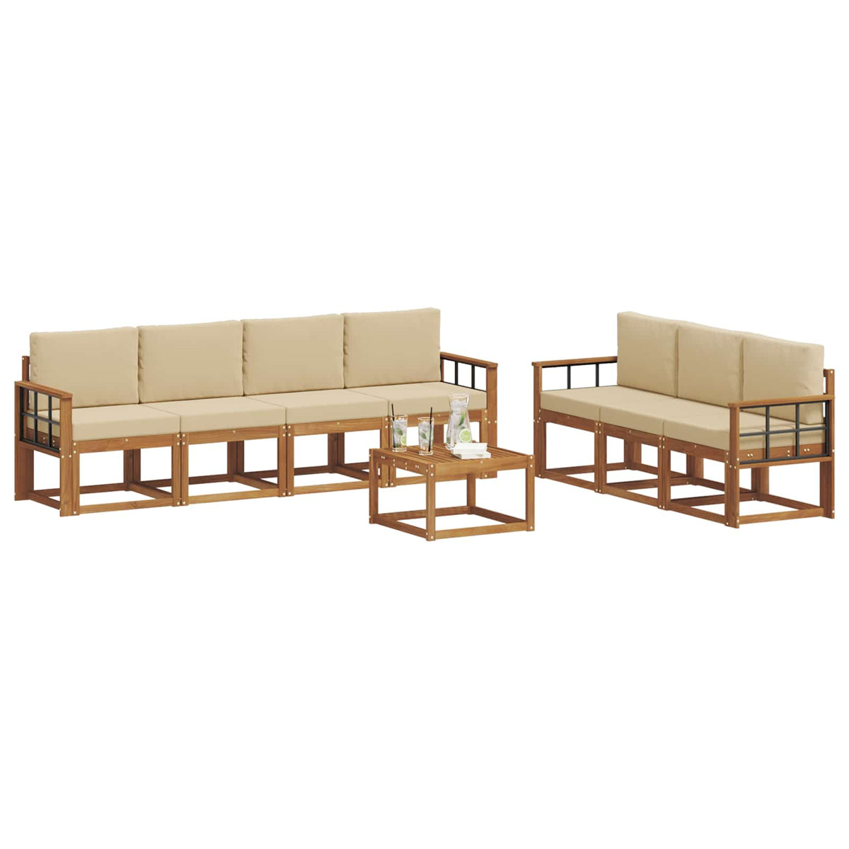 Set vanjskih sofa 8 kom. Prirodna i bež