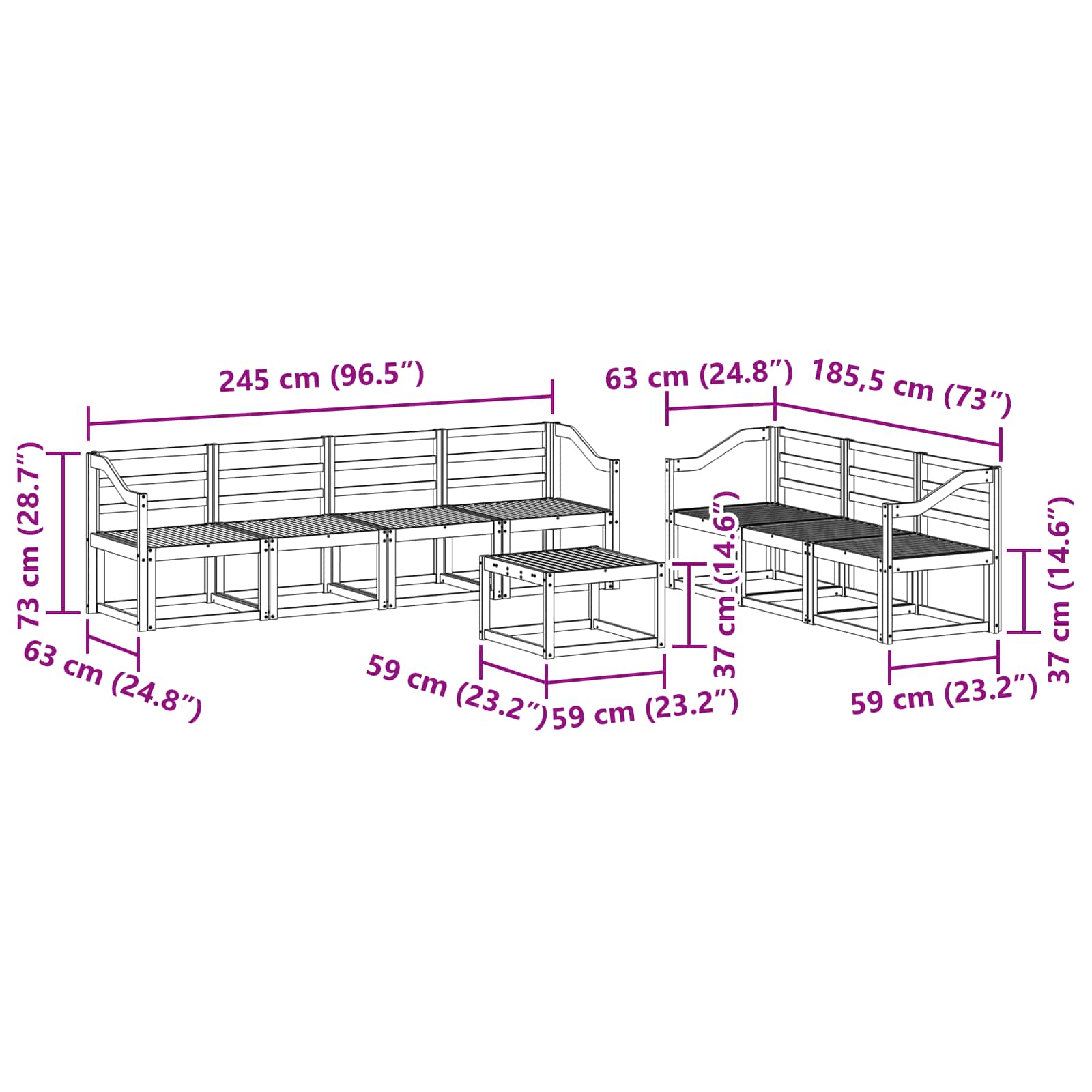 Set vanjskih sofa 8 pcs Prirodna Čvrsto drvo akacije